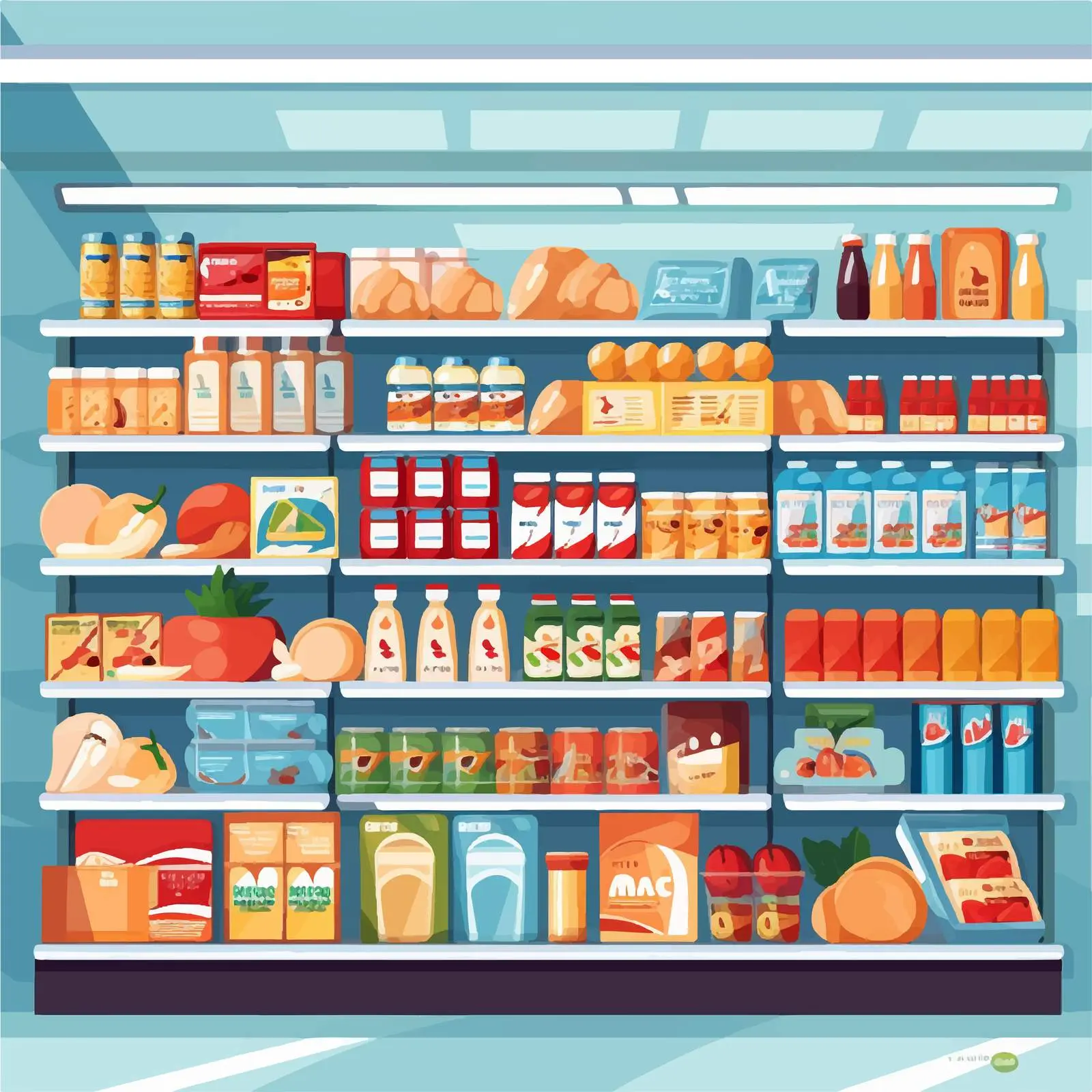 Modern Grocery Store Interior with Shelves and Products — free download from Dotvec