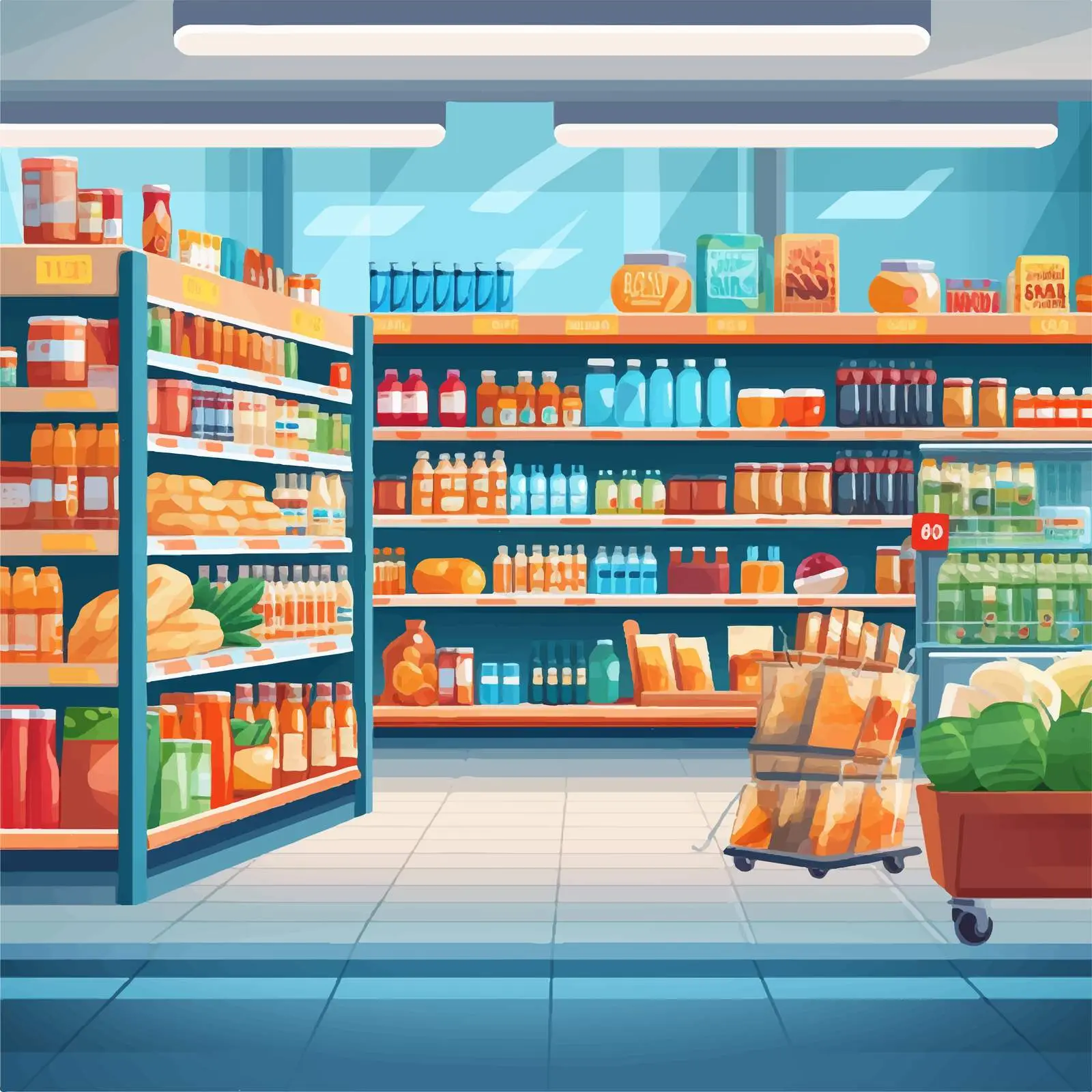 Modern Grocery Store Interior with Product Shelves – free food display image from Dotvec