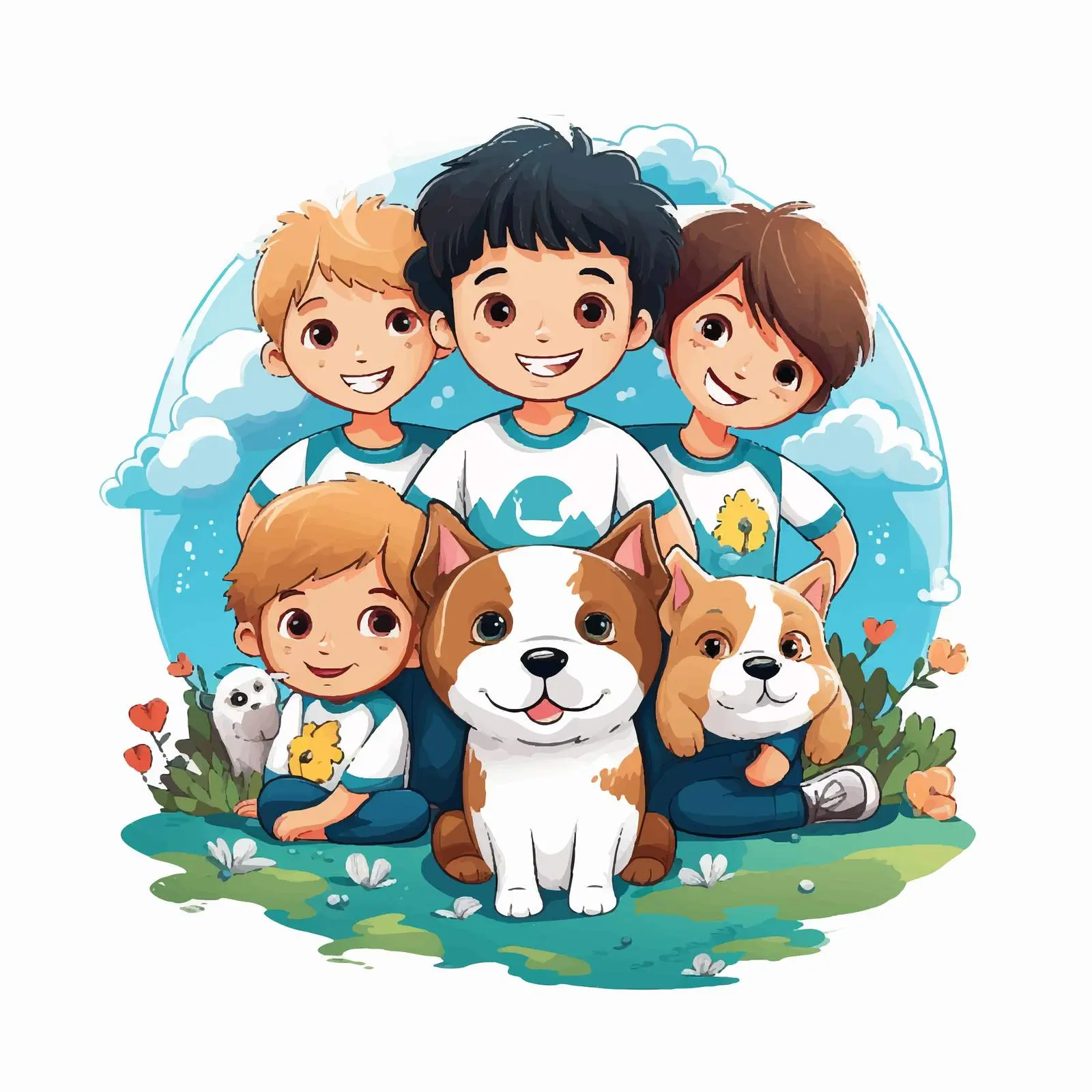 International Day of Friendship Logo with Children and Dogs — free download from Dotvec