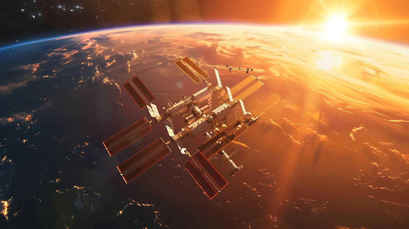 Space Station Orbiting Earth — free download from Dotvec