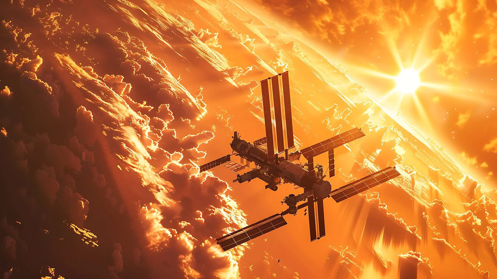 Space Station with Rising Background — free download from Dotvec