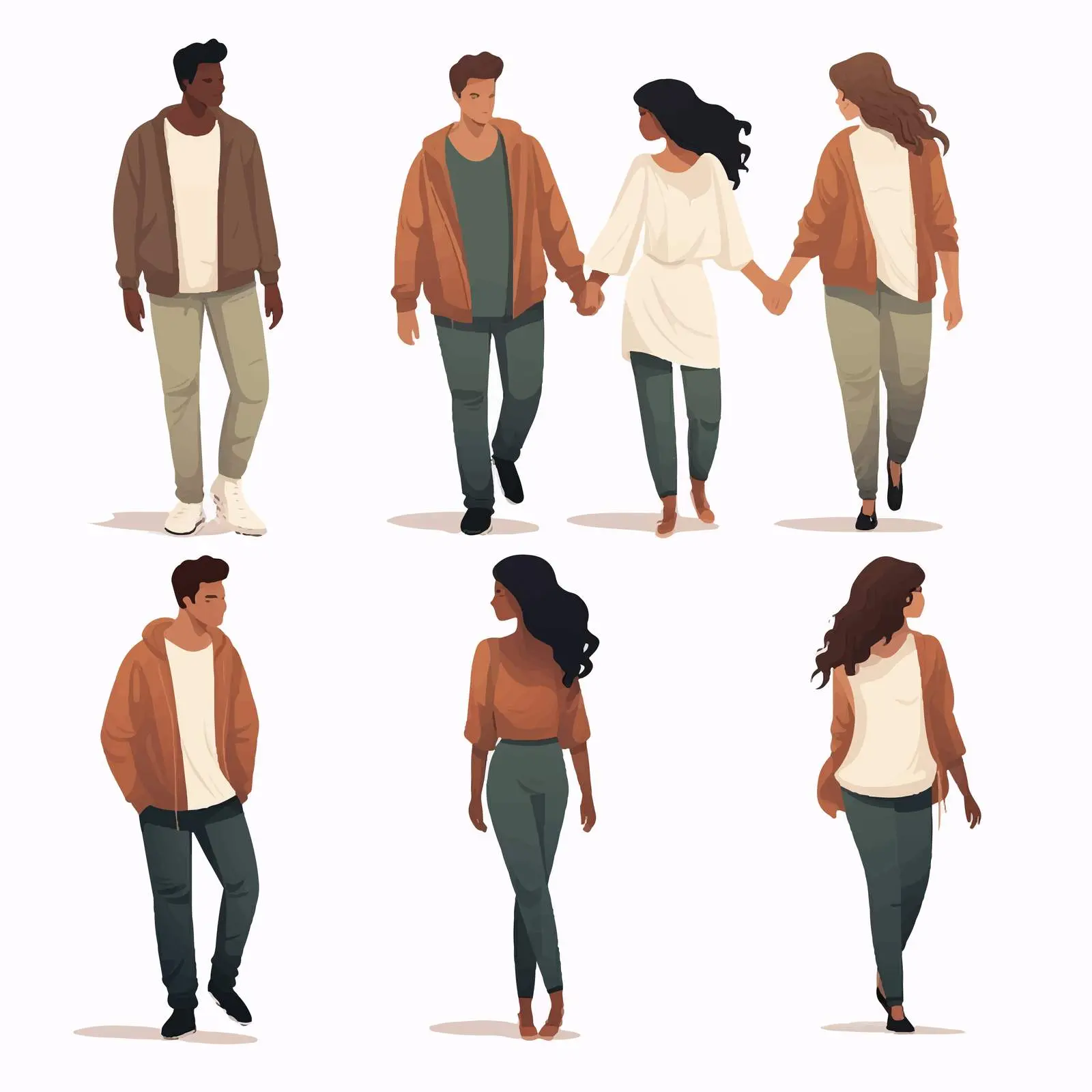 Modern Interracial Couple Flat Vector Illustrations — free download from Dotvec