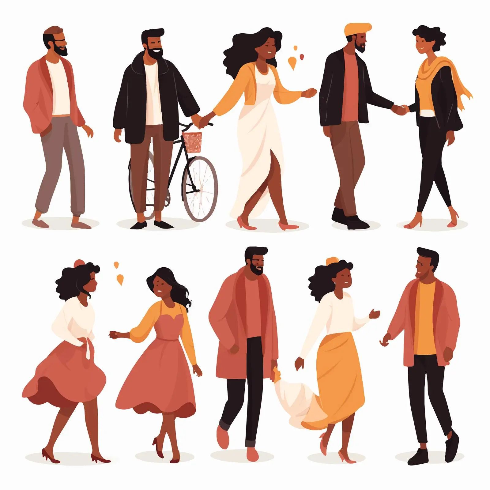 Modern Interracial Couple Vector Illustrations Set — free download from Dotvec