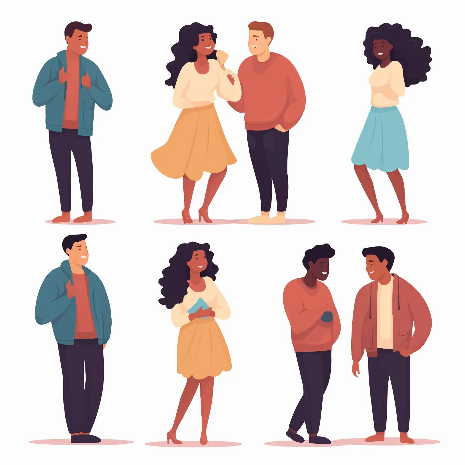 Modern Interracial Couple Vector Illustration Set — free download from Dotvec