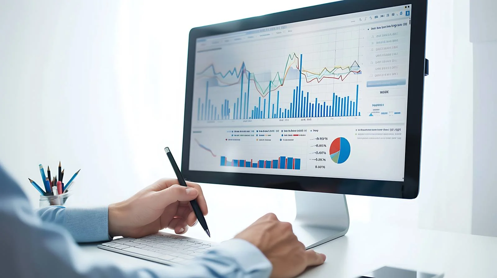 Professional Investor Desk Discussion with Pen — free download from Dotvec