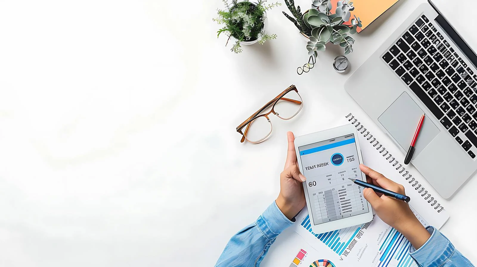 Corporate Investors Using Tablet at Desk — free download from Dotvec