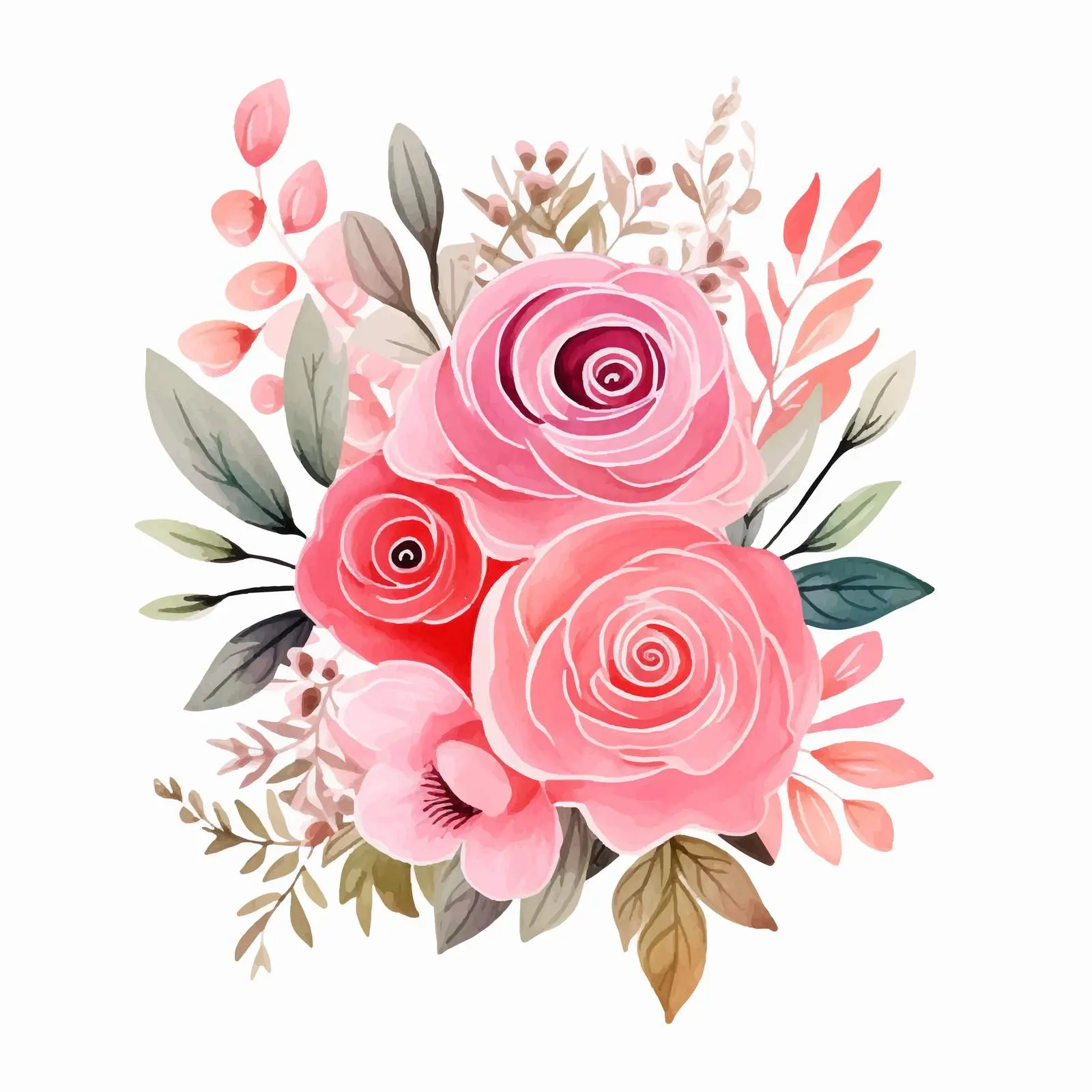Pink Watercolor Floral Invitation Design – free beautiful roses image from Dotvec