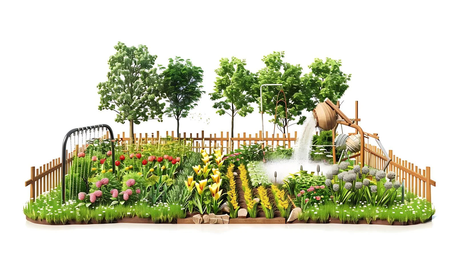 Efficient Garden Irrigation System in Action – free automatic image from Dotvec