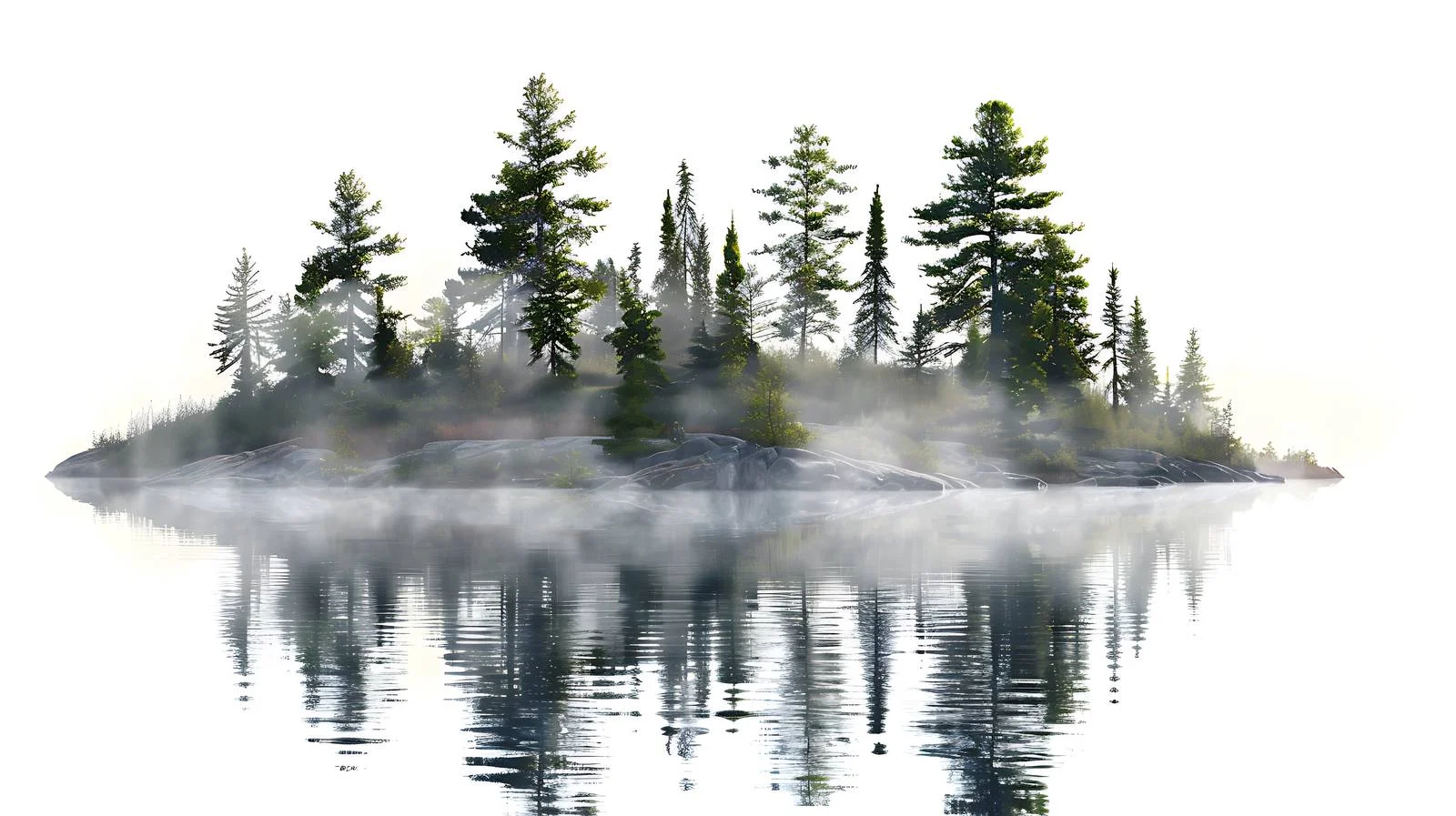Misty Islands with Pine Trees at Dawn — free download from Dotvec