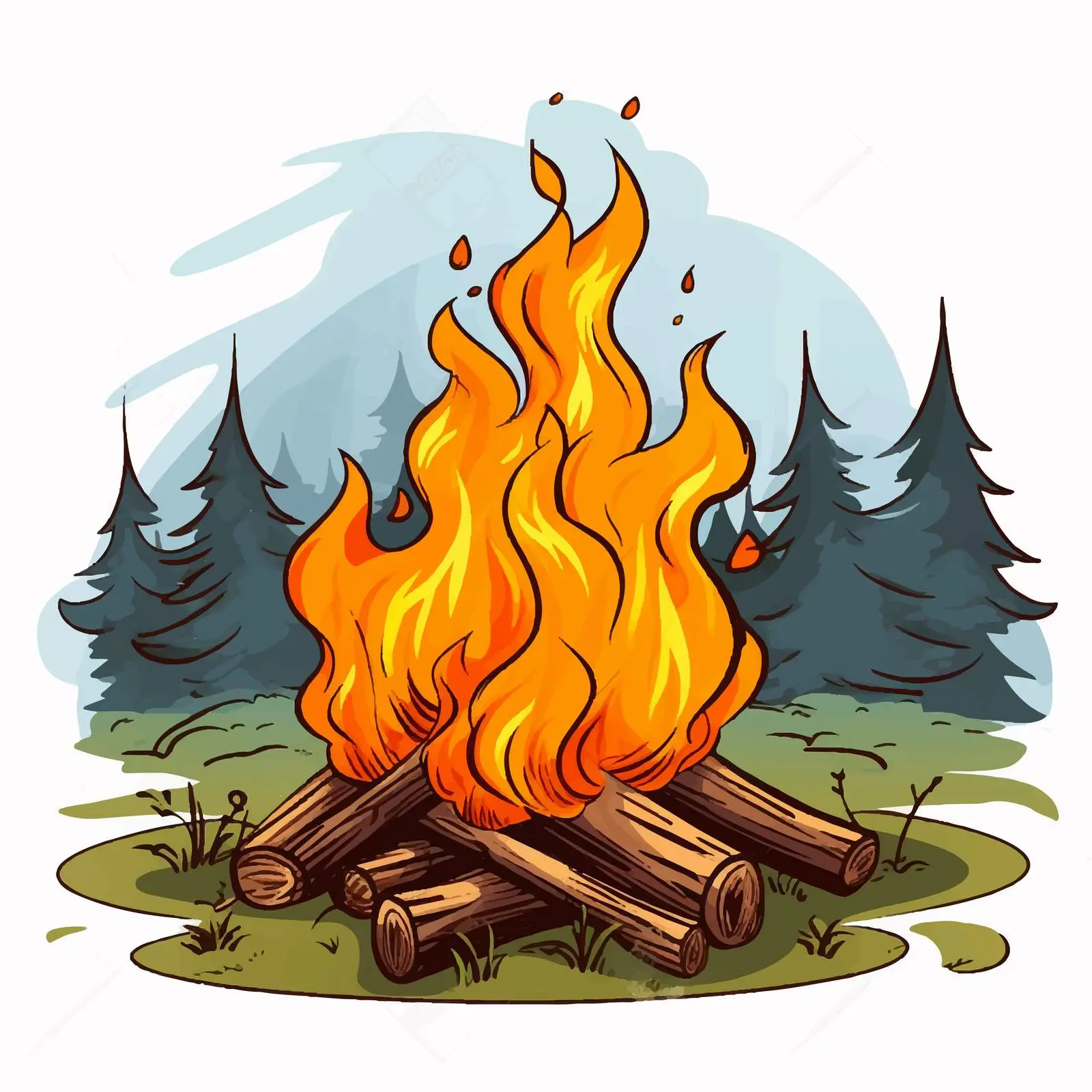 Isolated Campfire Illustration on White Background — free download from Dotvec