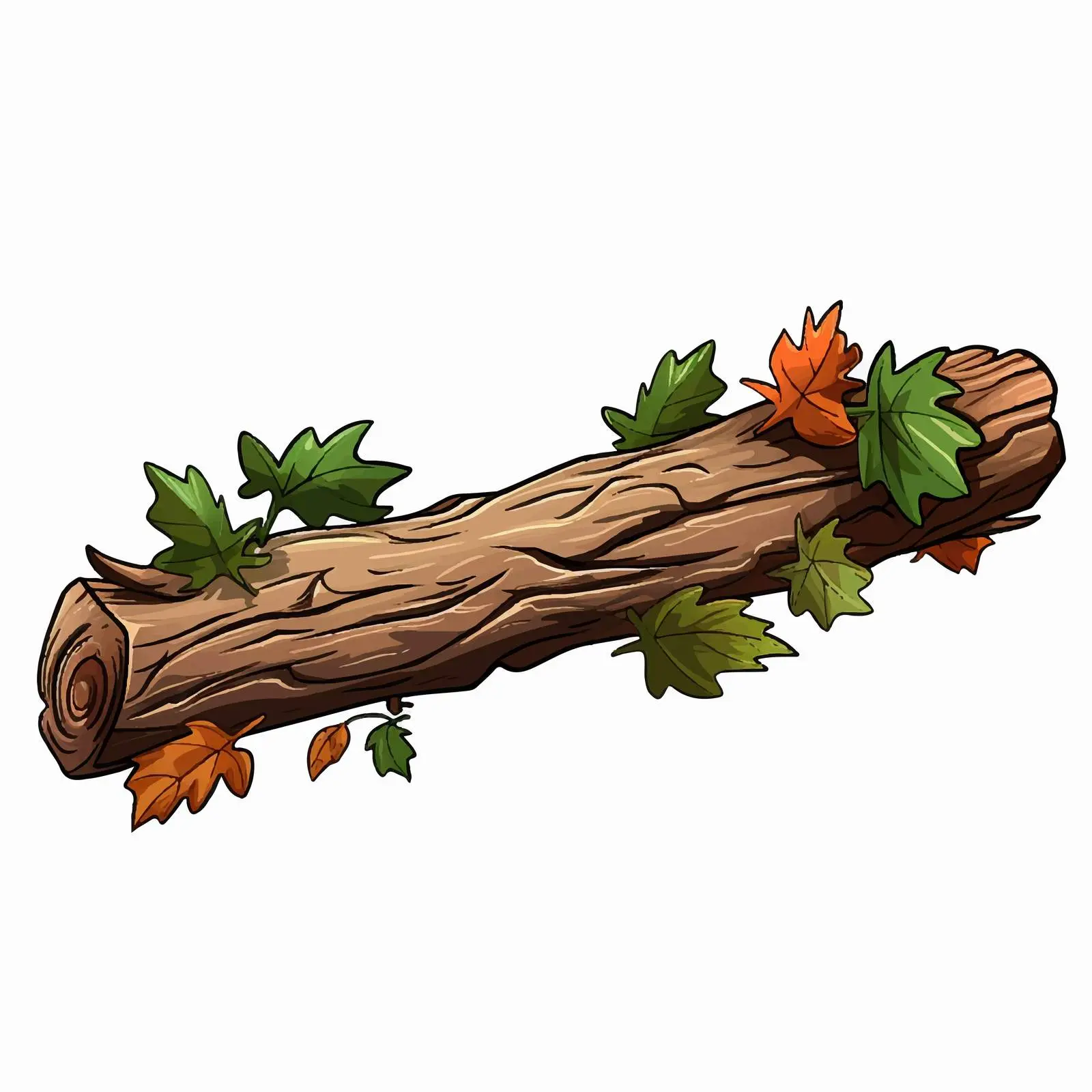 Isolated Decayed Timber with Leaves Illustration — free download from Dotvec