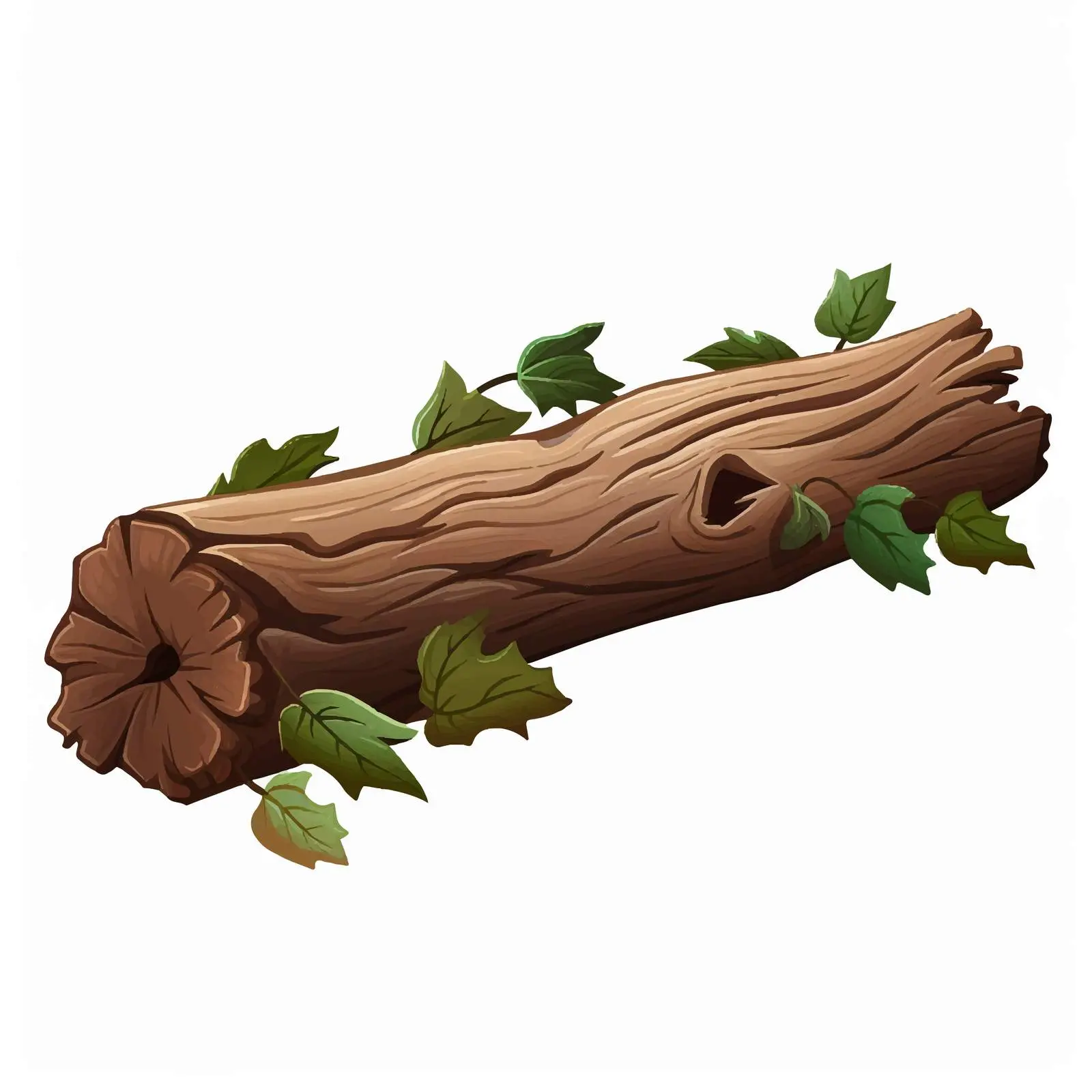 Decayed Timber with Leaves Vector Illustration — free download from Dotvec