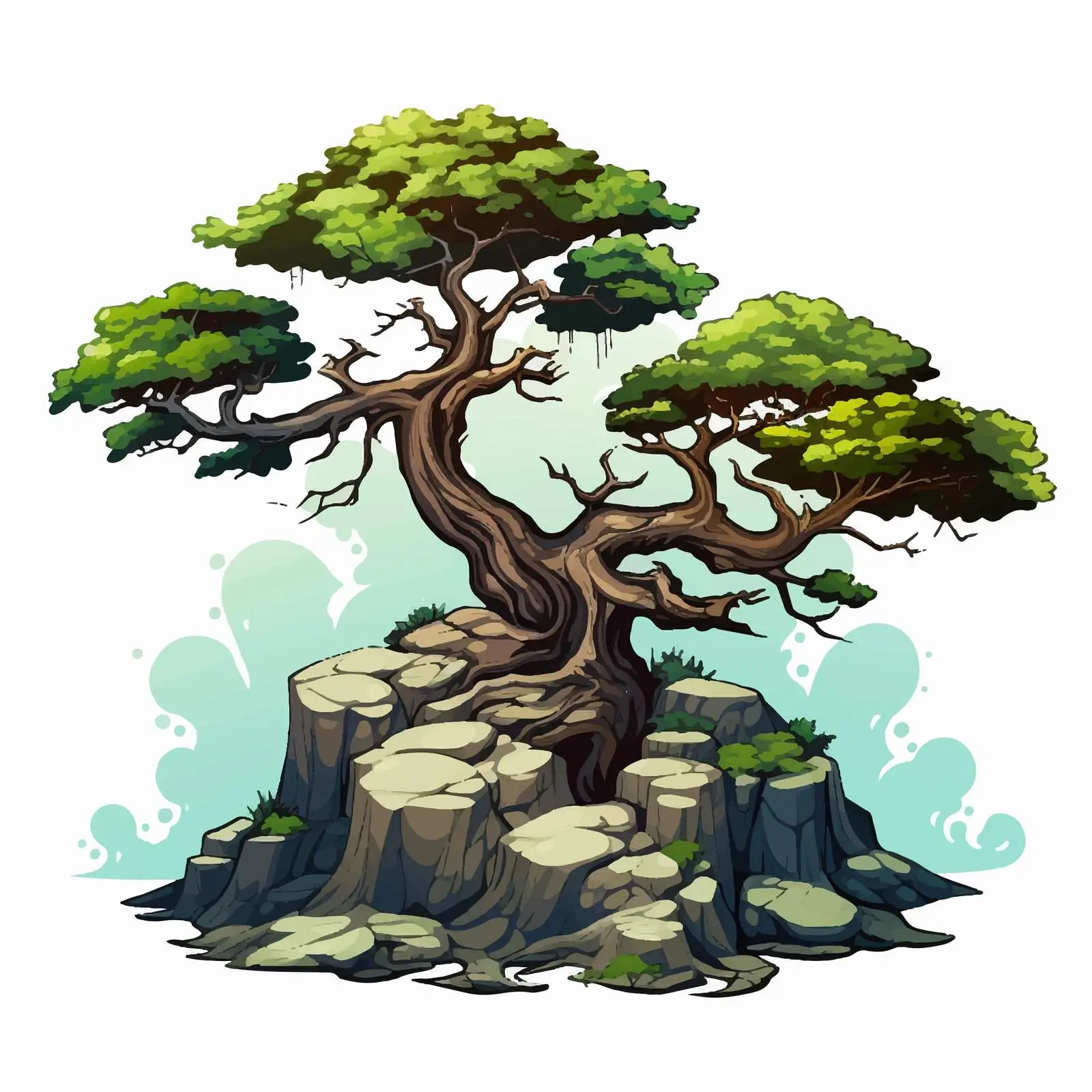 Isolated Fantasy Tree on Cliff Illustration — free download from Dotvec