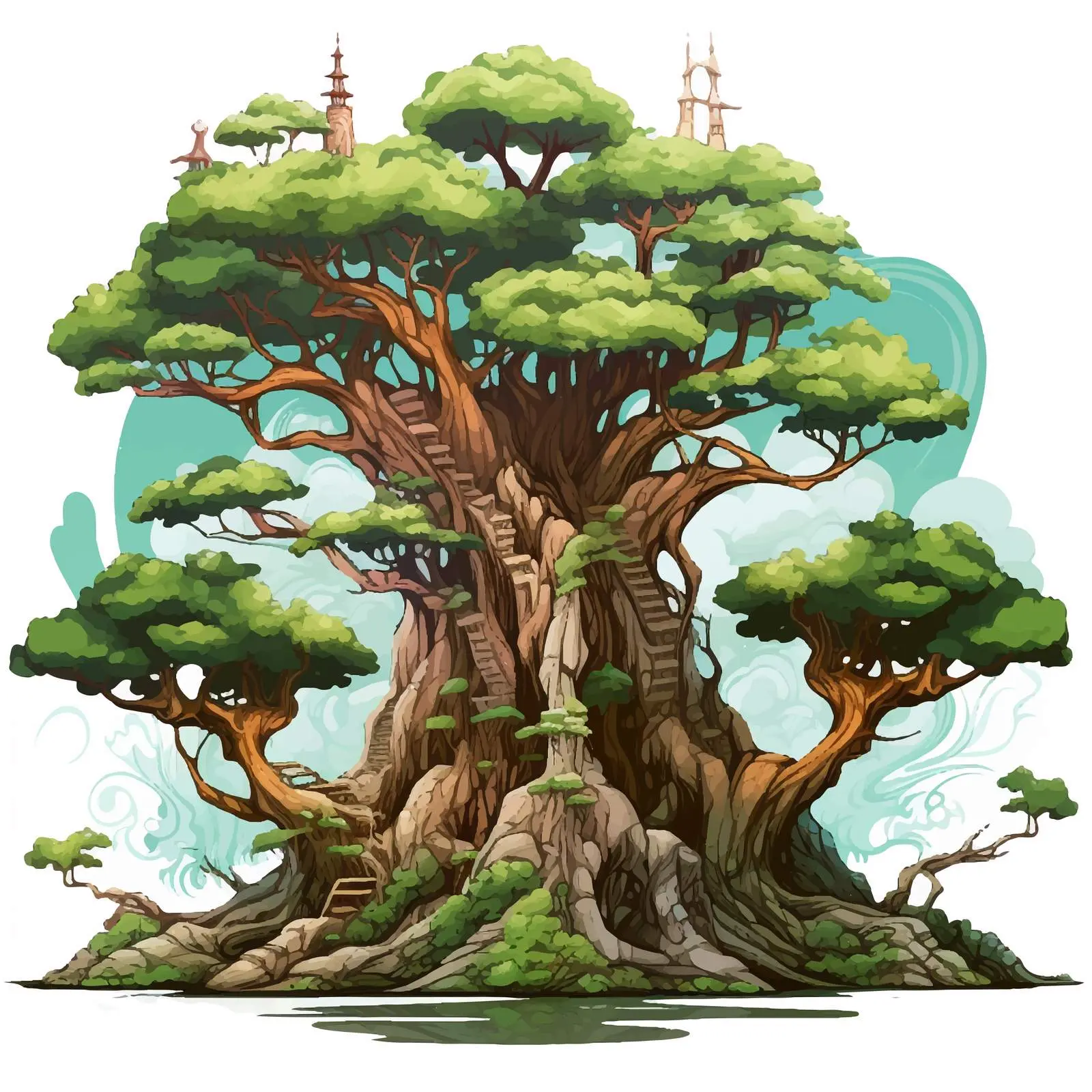 Isolated Fantasy Tree on Cliff Illustration — free download from Dotvec