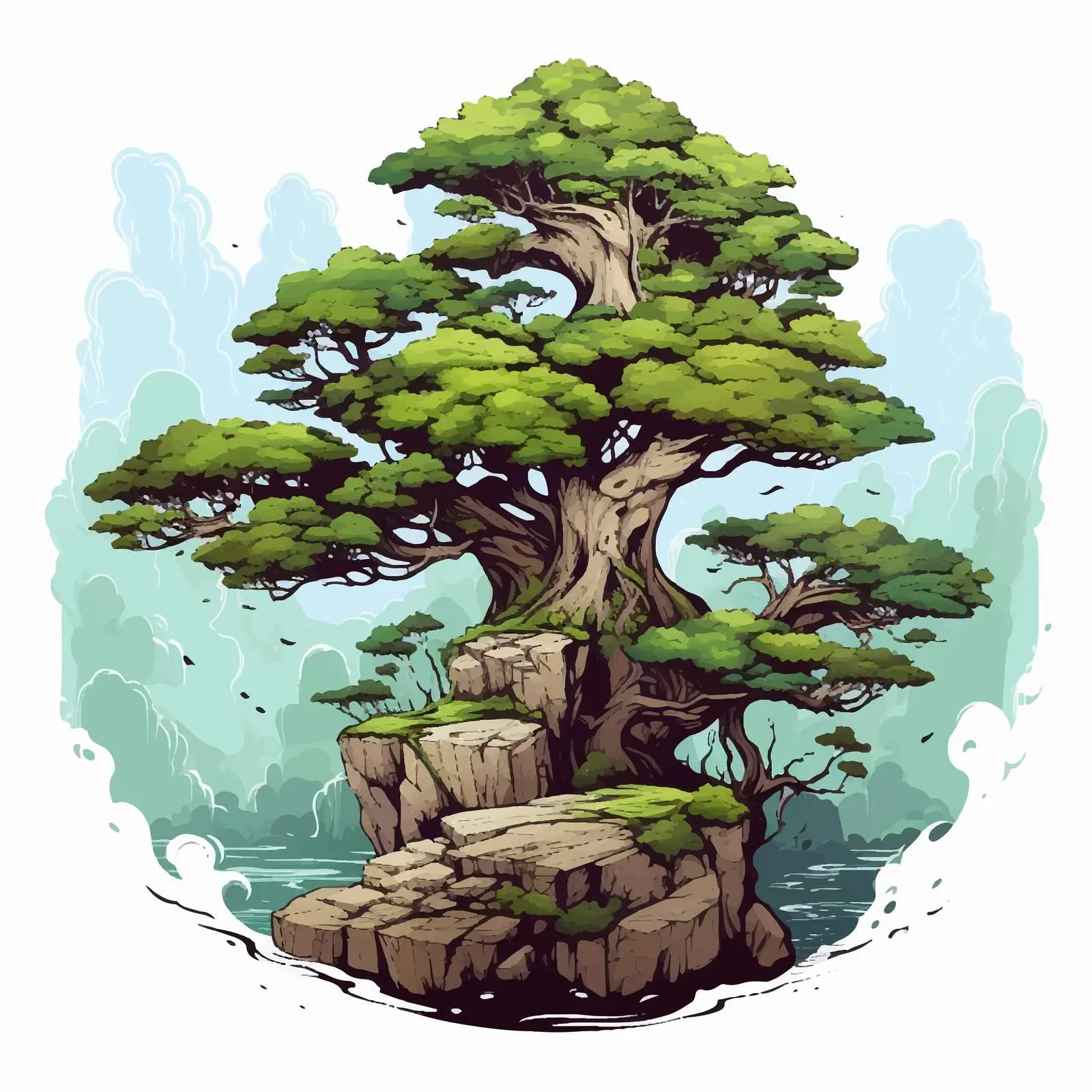 Isolated Fantasy Tree Cliff Illustration Vector – free fantasy tree image from Dotvec