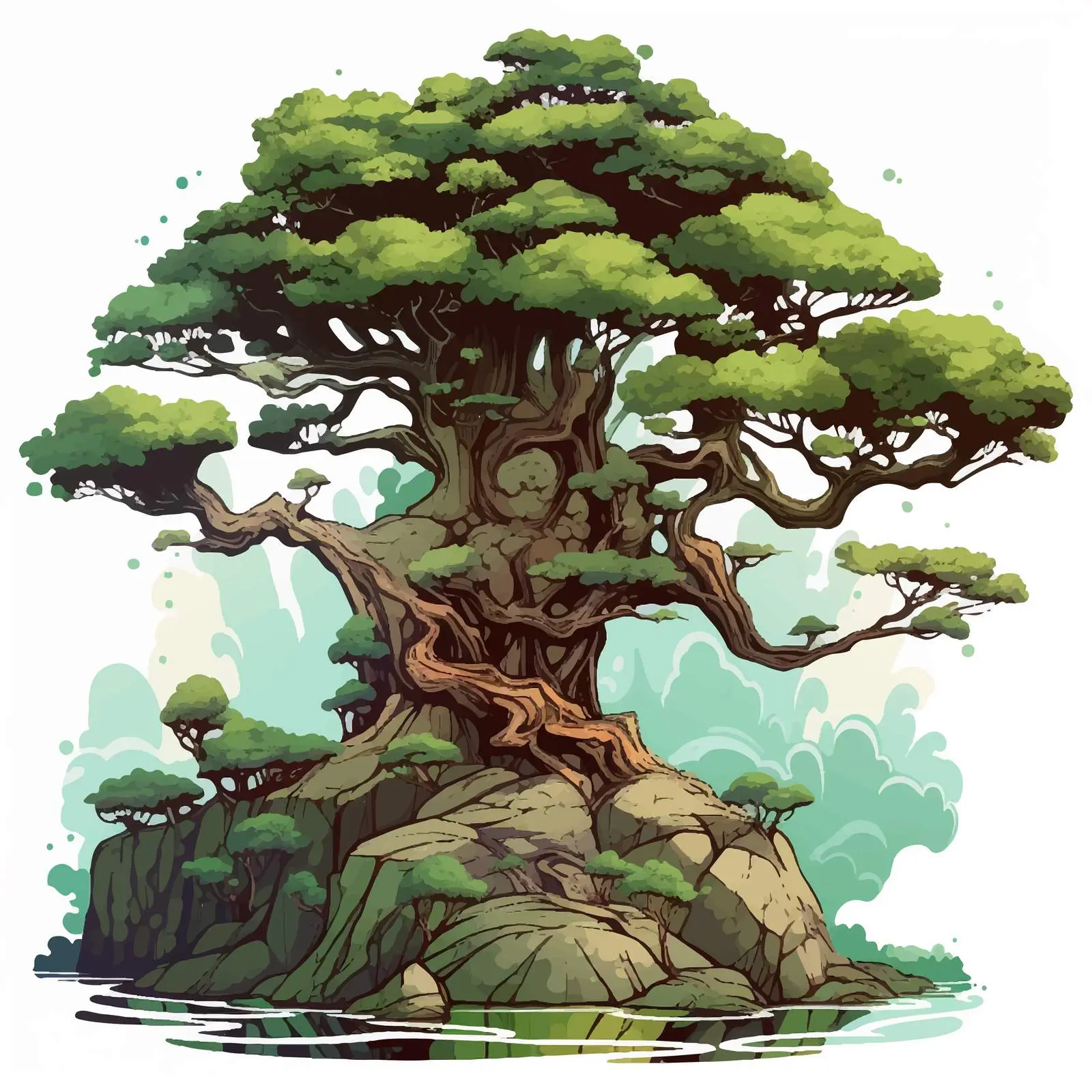 Isolated Fantasy Tree on Cliff Illustration – free fantasy tree image from Dotvec