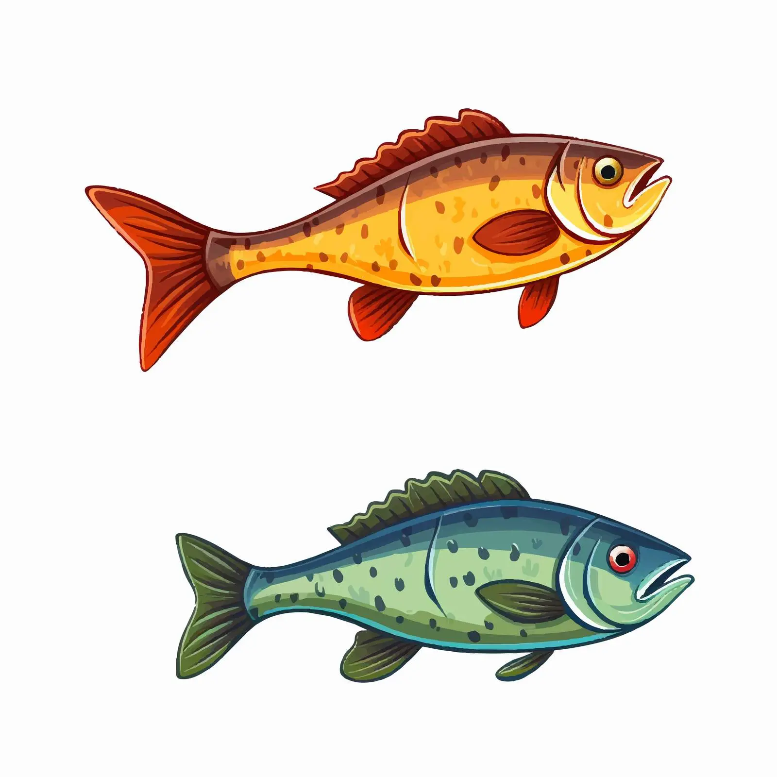 Isolated Fishing Rod and Fish Vector Illustration — free download from Dotvec