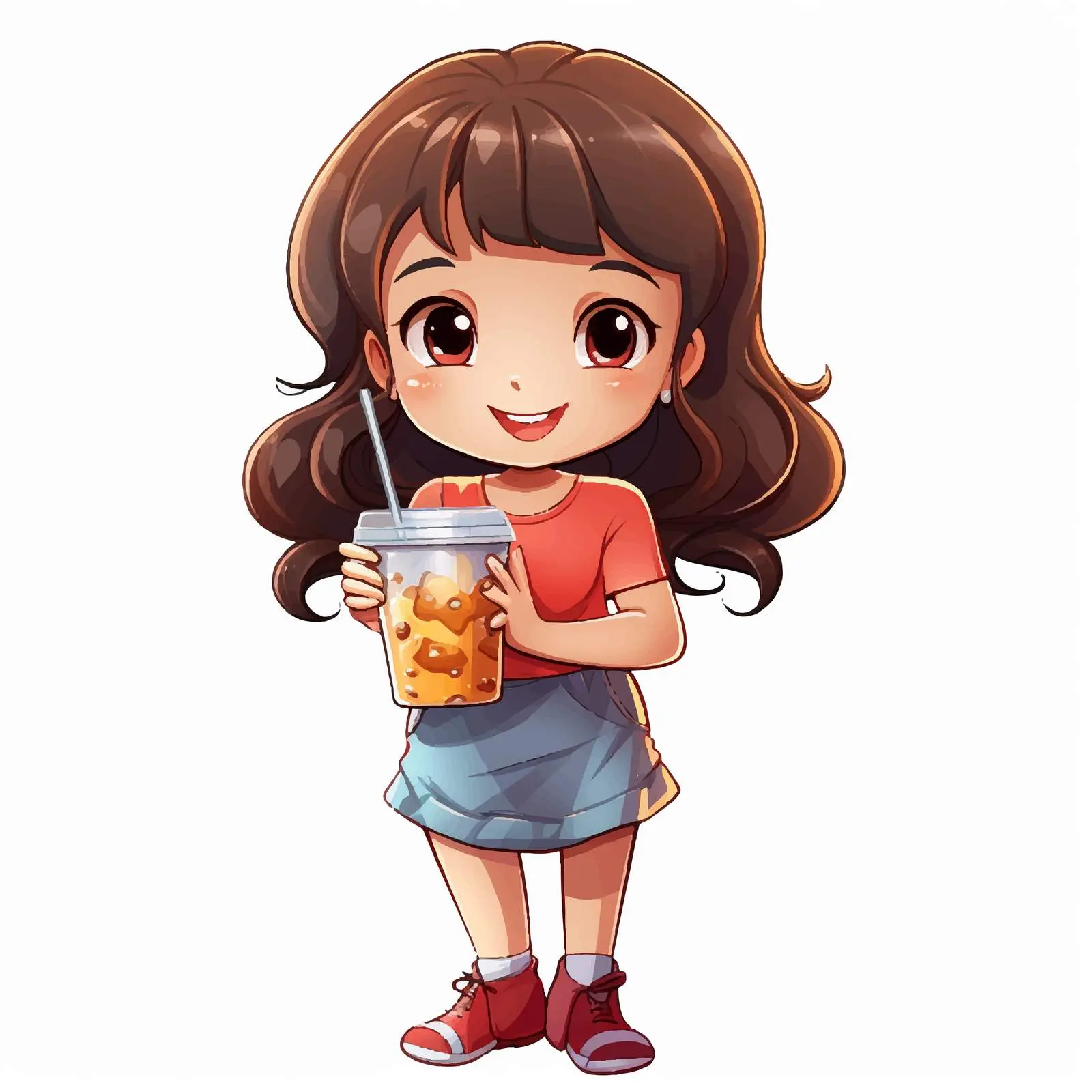 Isolated Cartoon Girl Holding a Drink Vector — free download from Dotvec