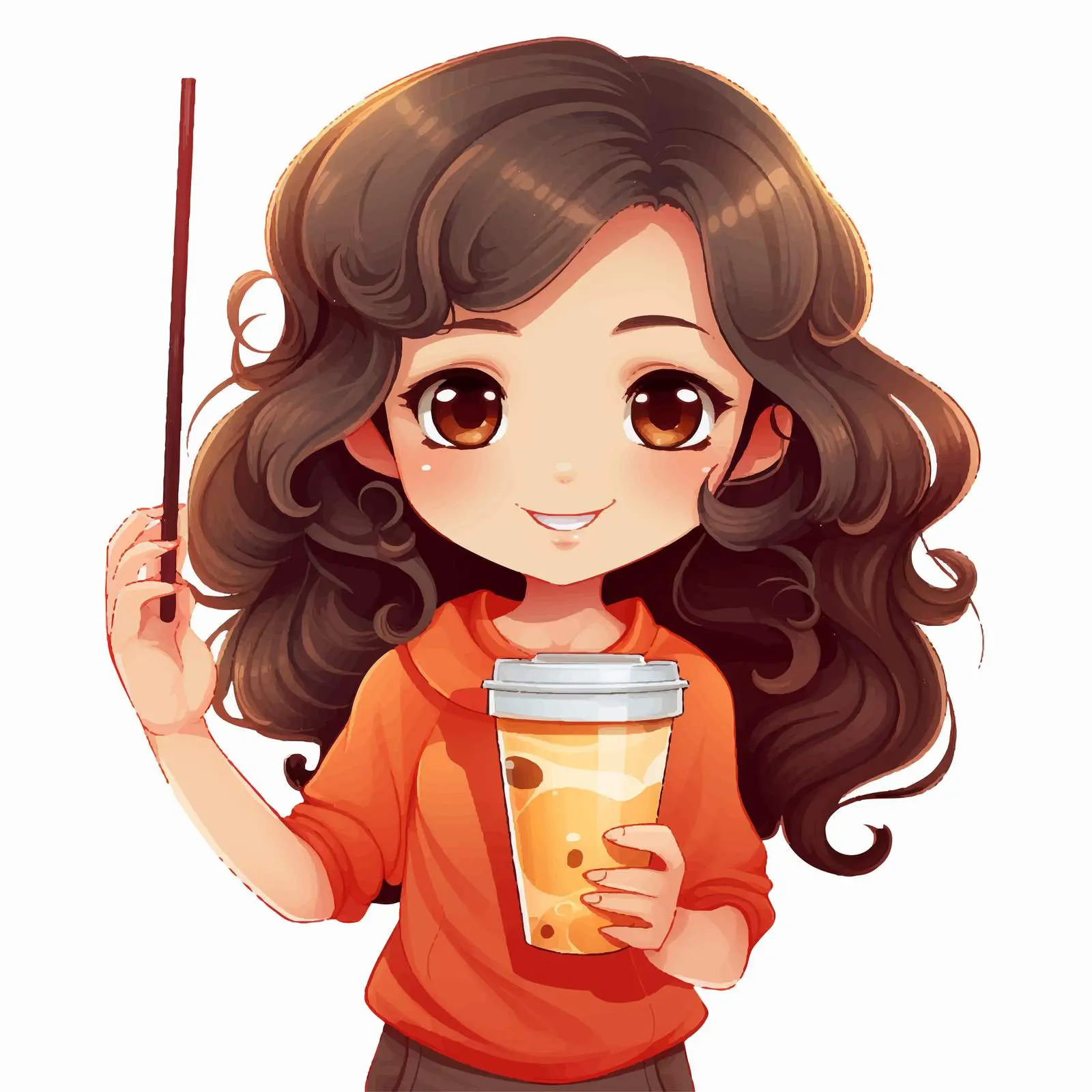 Isolated Cartoon Girl Holding a Drink Illustration — free download from Dotvec