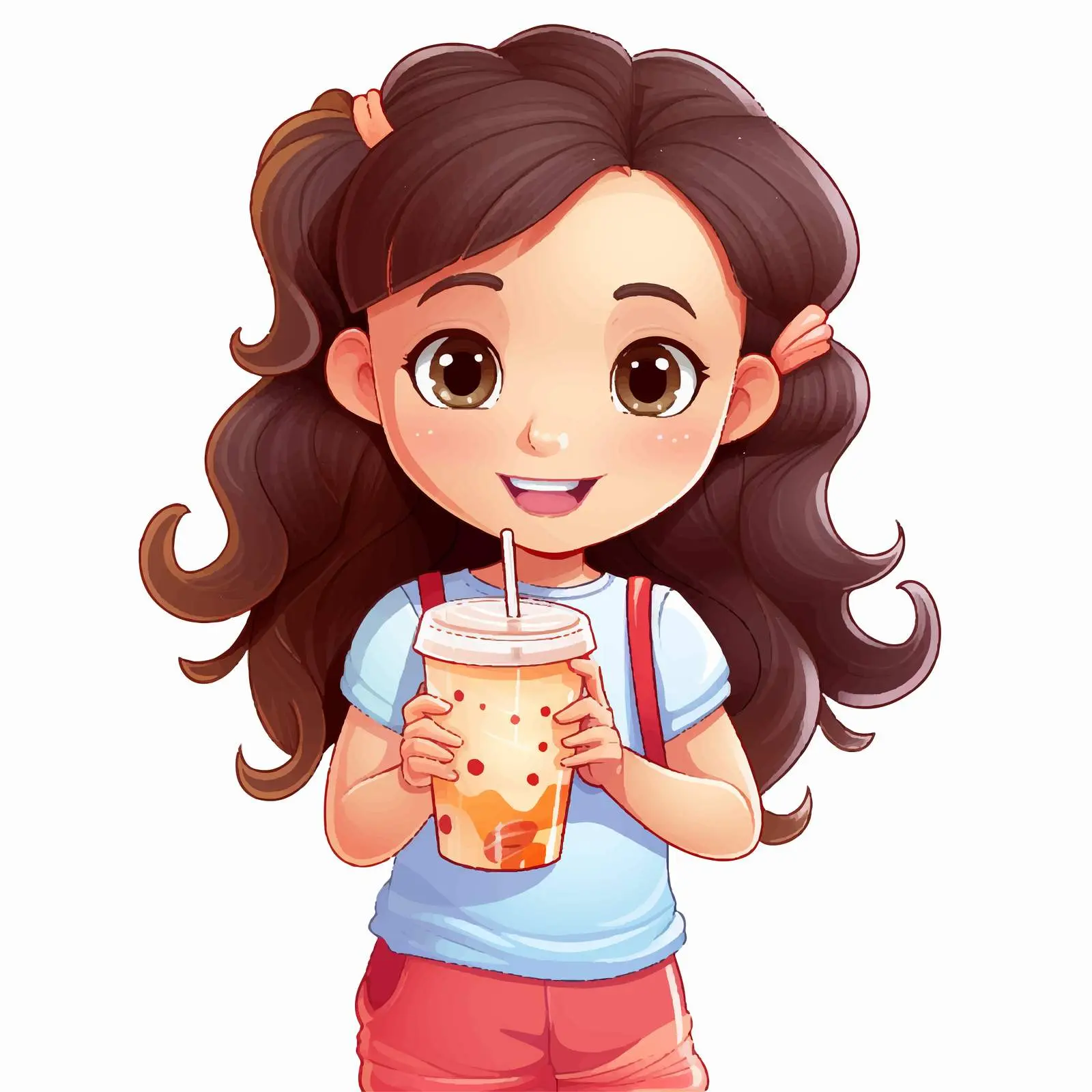 Isolated Cartoon Girl Holding Drink Illustration — free download from Dotvec