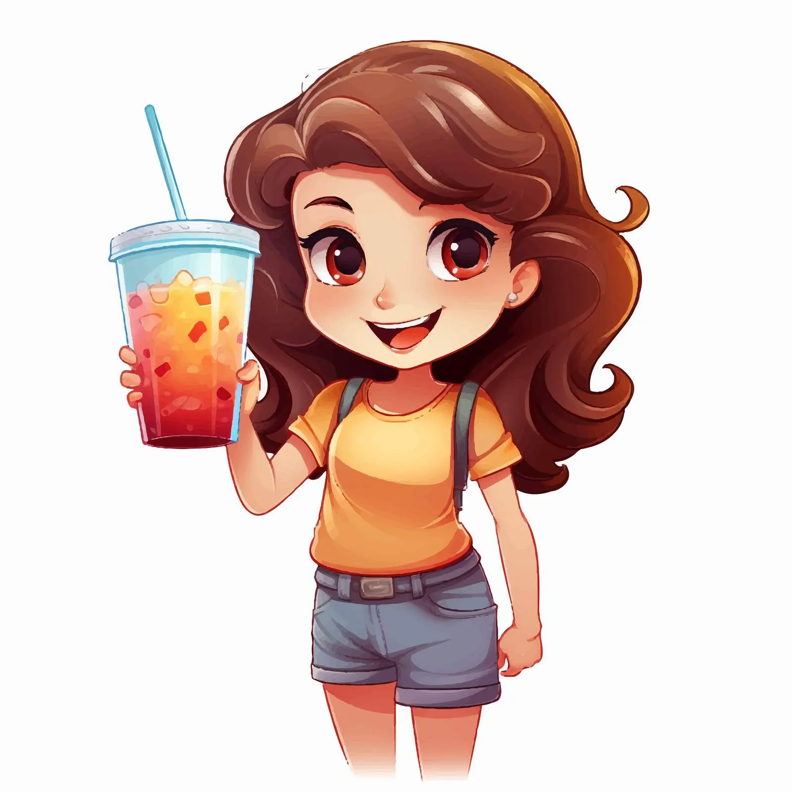 Isolated Girl Holding Drink Vector Illustration — free download from Dotvec