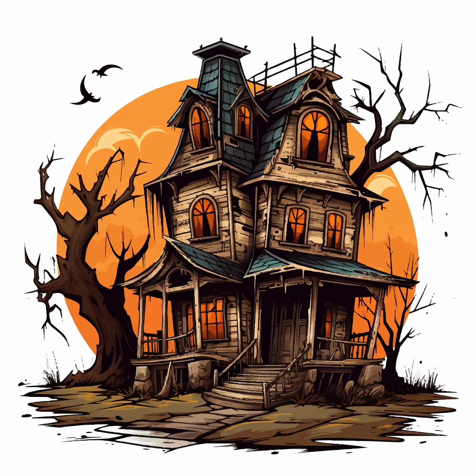Isolated Halloween Abandoned House Vector Illustration — free download from Dotvec