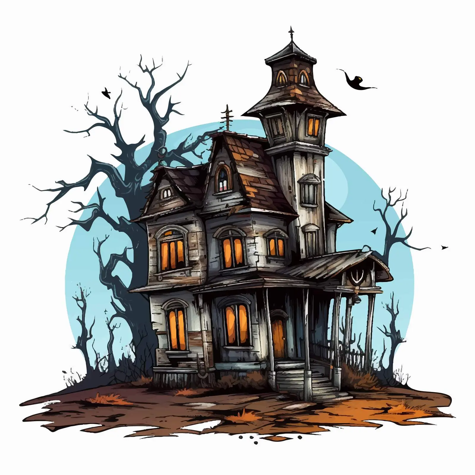 Isolated Halloween Abandoned House Vector Illustration — free download from Dotvec