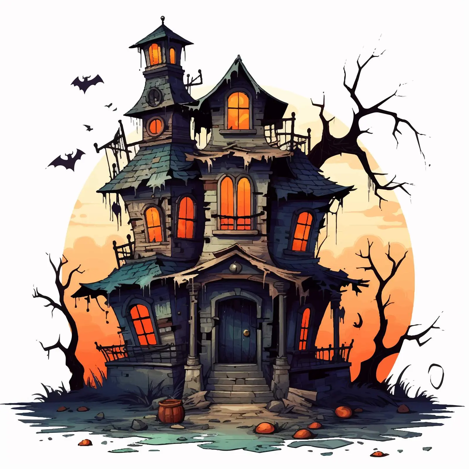 Isolated Halloween Abandoned House Vector Illustration — free download from Dotvec