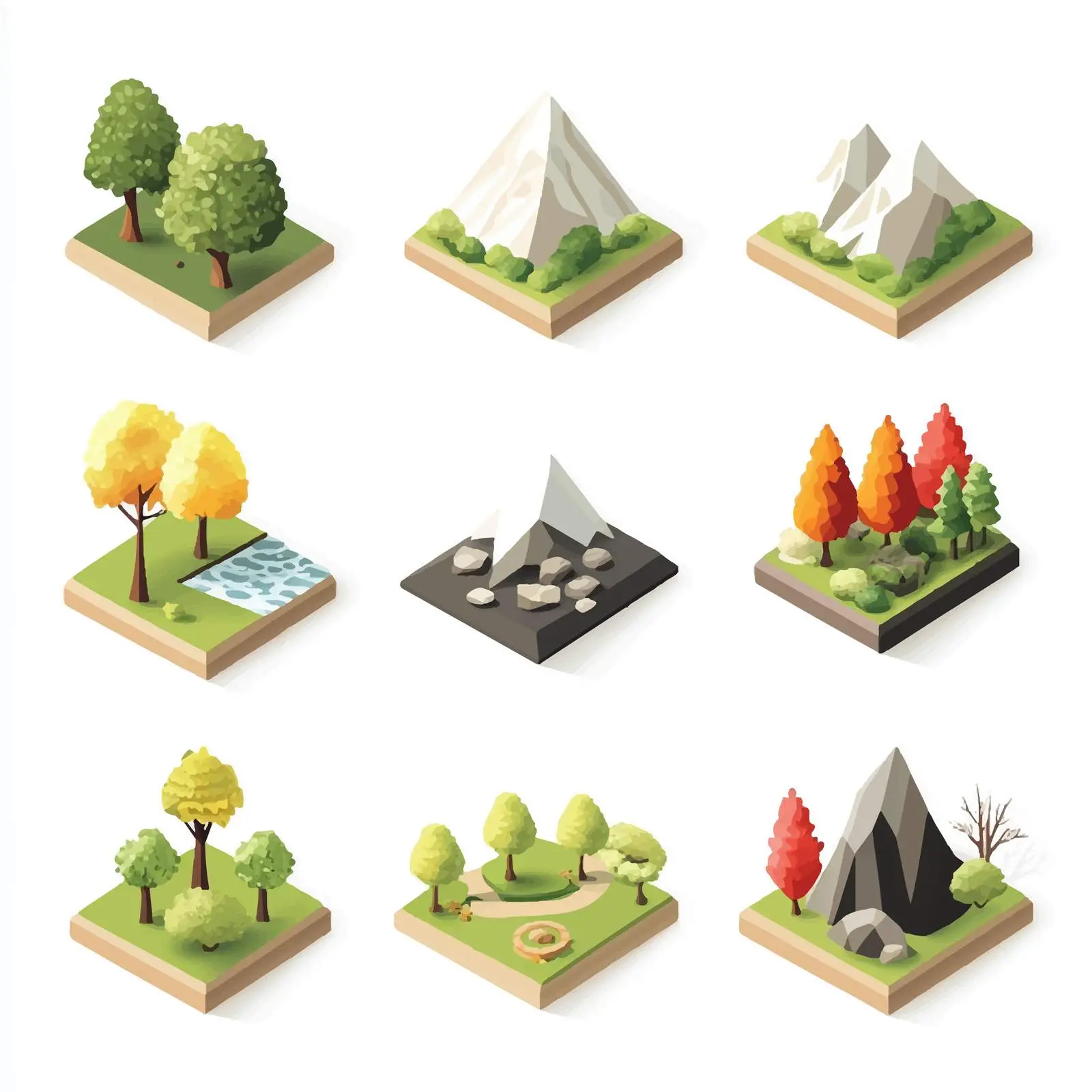 Isometric Nature Icon Set Flat Vector Design — free download from Dotvec