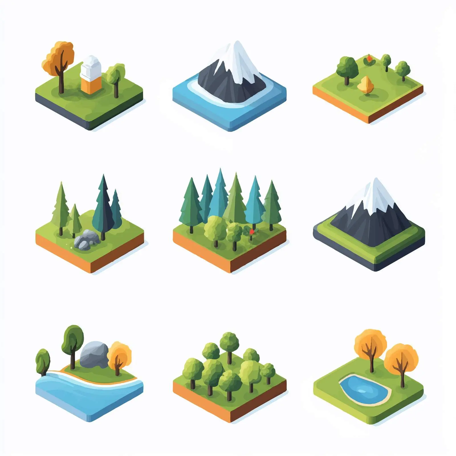 Isolated Isometric Nature Icon Set - Vector Design — free download from Dotvec