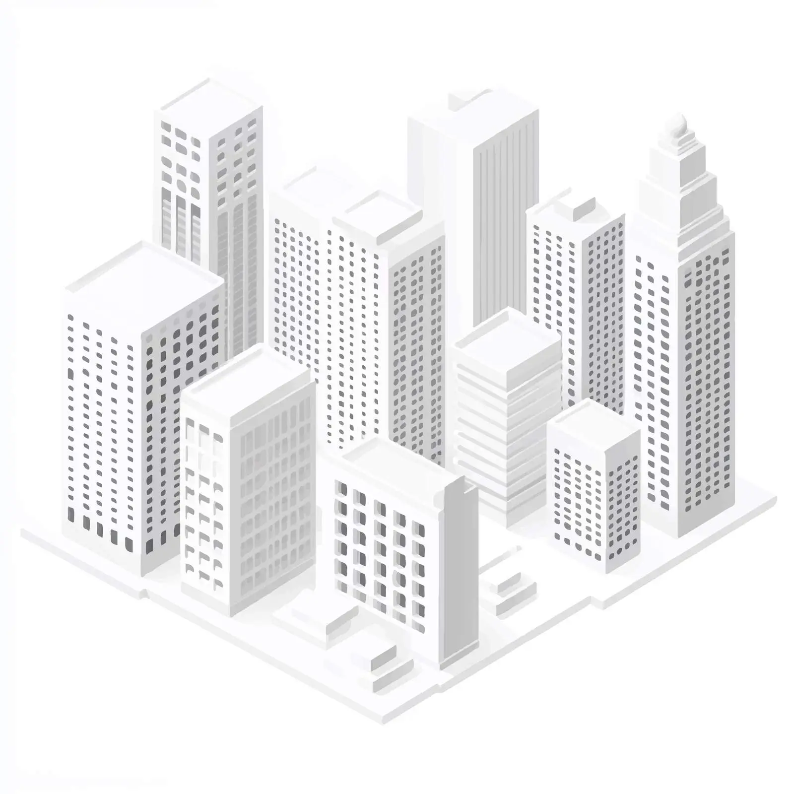 Isometric White City Buildings Vector Design — free download from Dotvec