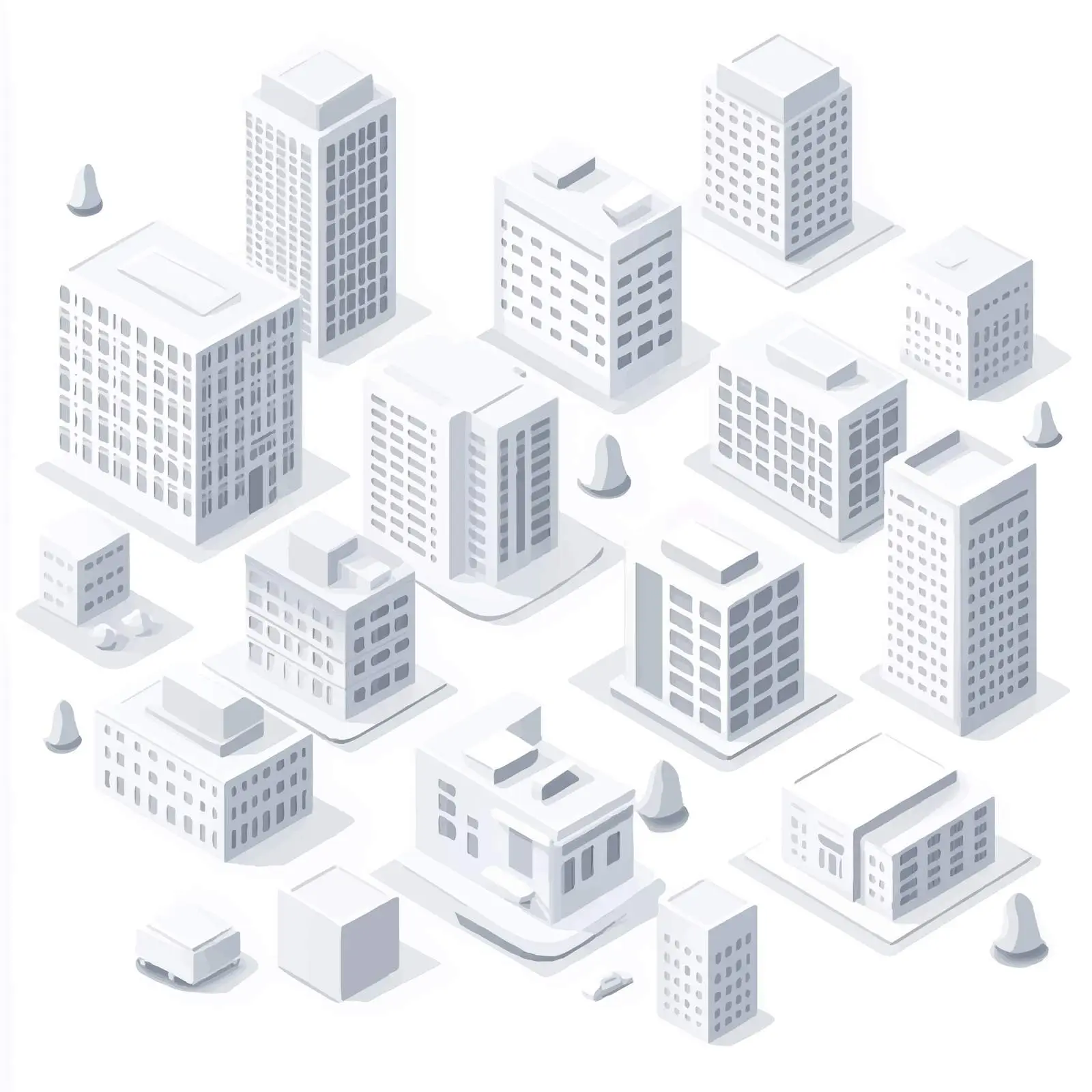 Isometric City Buildings Vector Set Design — free download from Dotvec