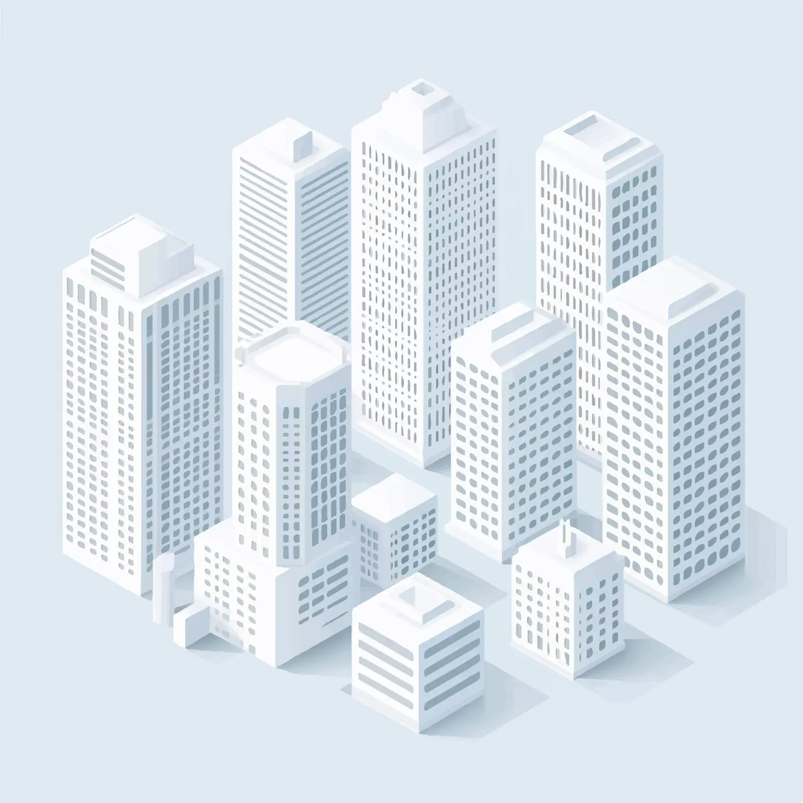 Isometric White City Buildings Vector Set — free download from Dotvec