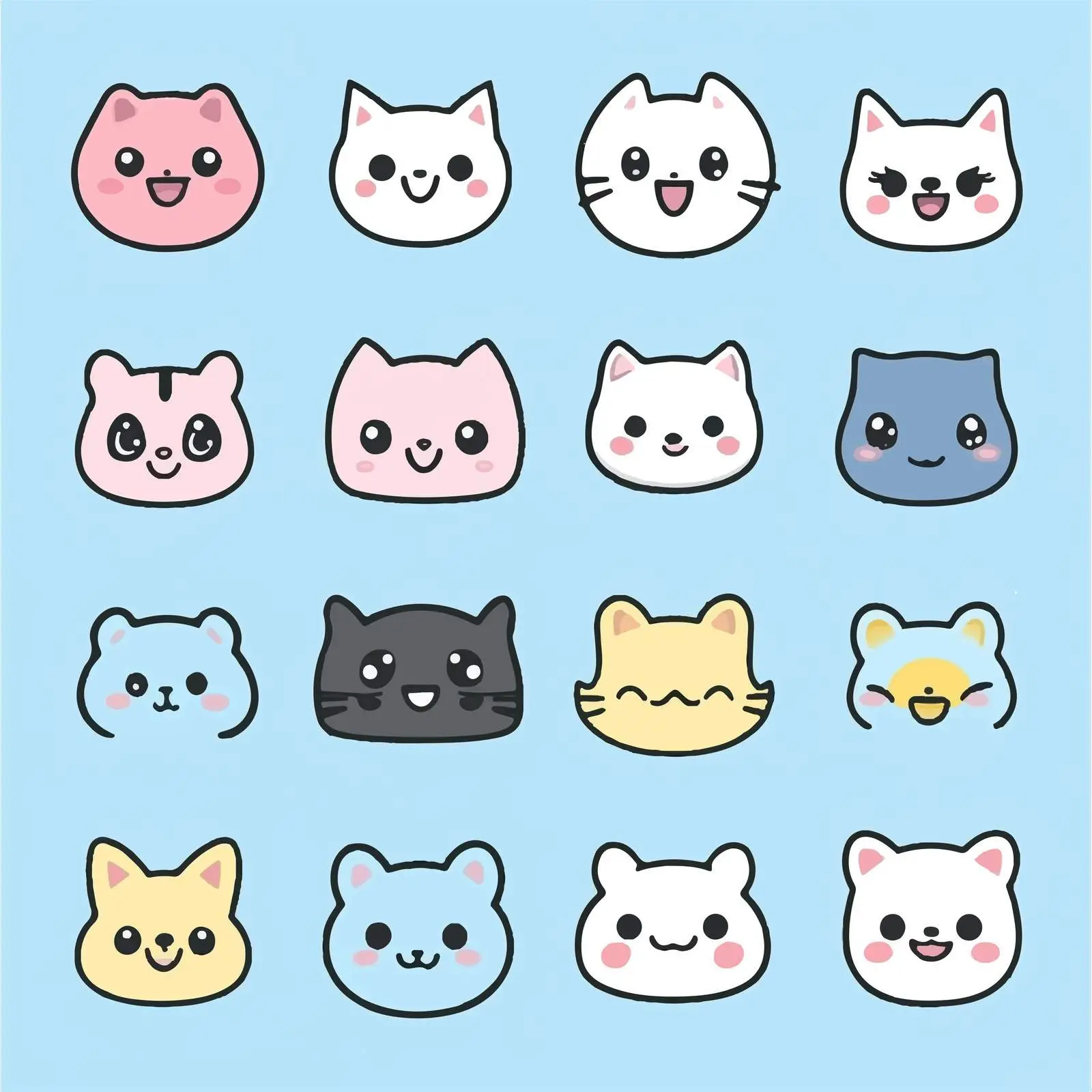 Kawaii Cartoon Face Icon Set Vector Design — free download from Dotvec