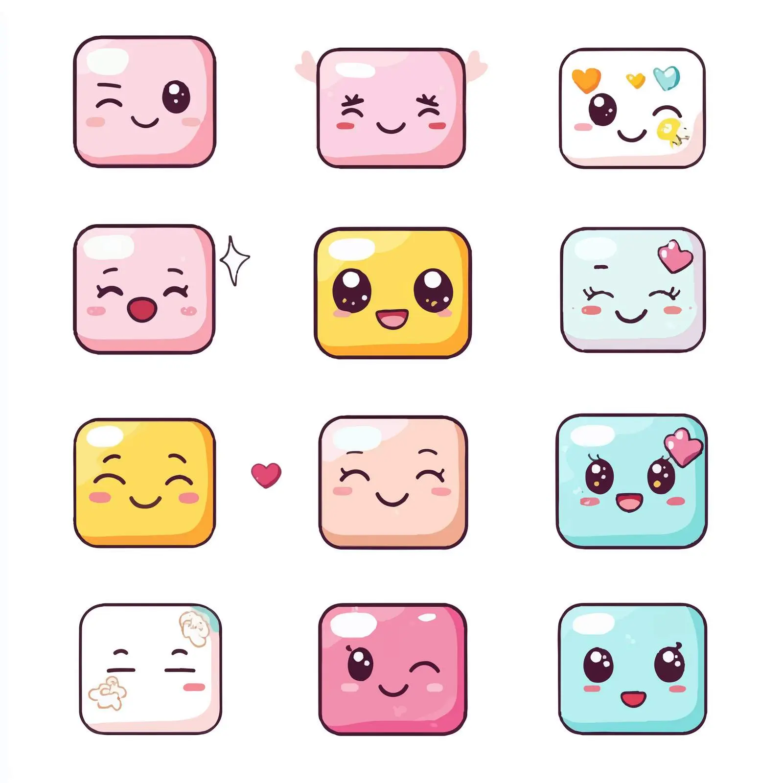 Kawaii Cartoon Face Icon Set for Vectors — free download from Dotvec