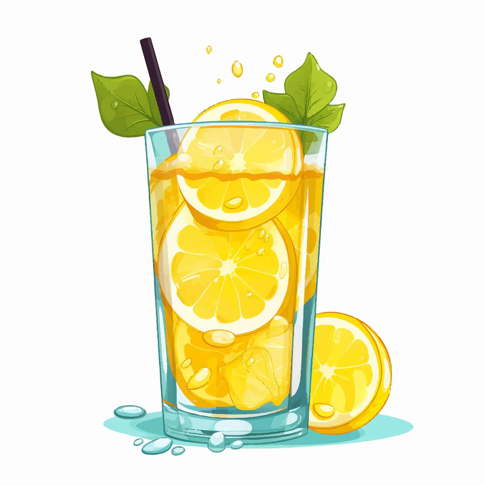 Cartoon Vector Illustration of Isolated Lemonade Glass — free download from Dotvec