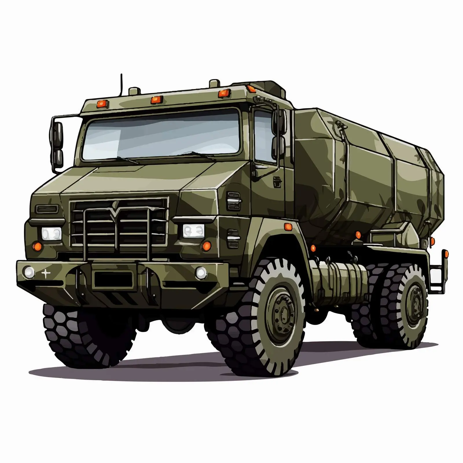 Isolated Army Truck Vector Illustration – free cartoon transport image from Dotvec