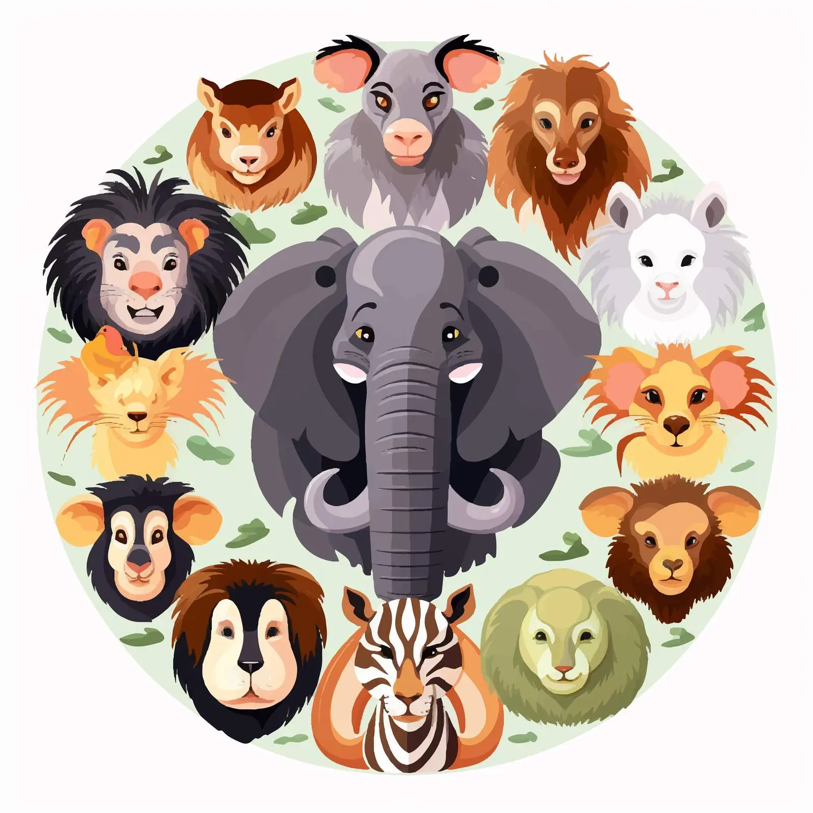 Top View Animals on White Background Vector — free download from Dotvec