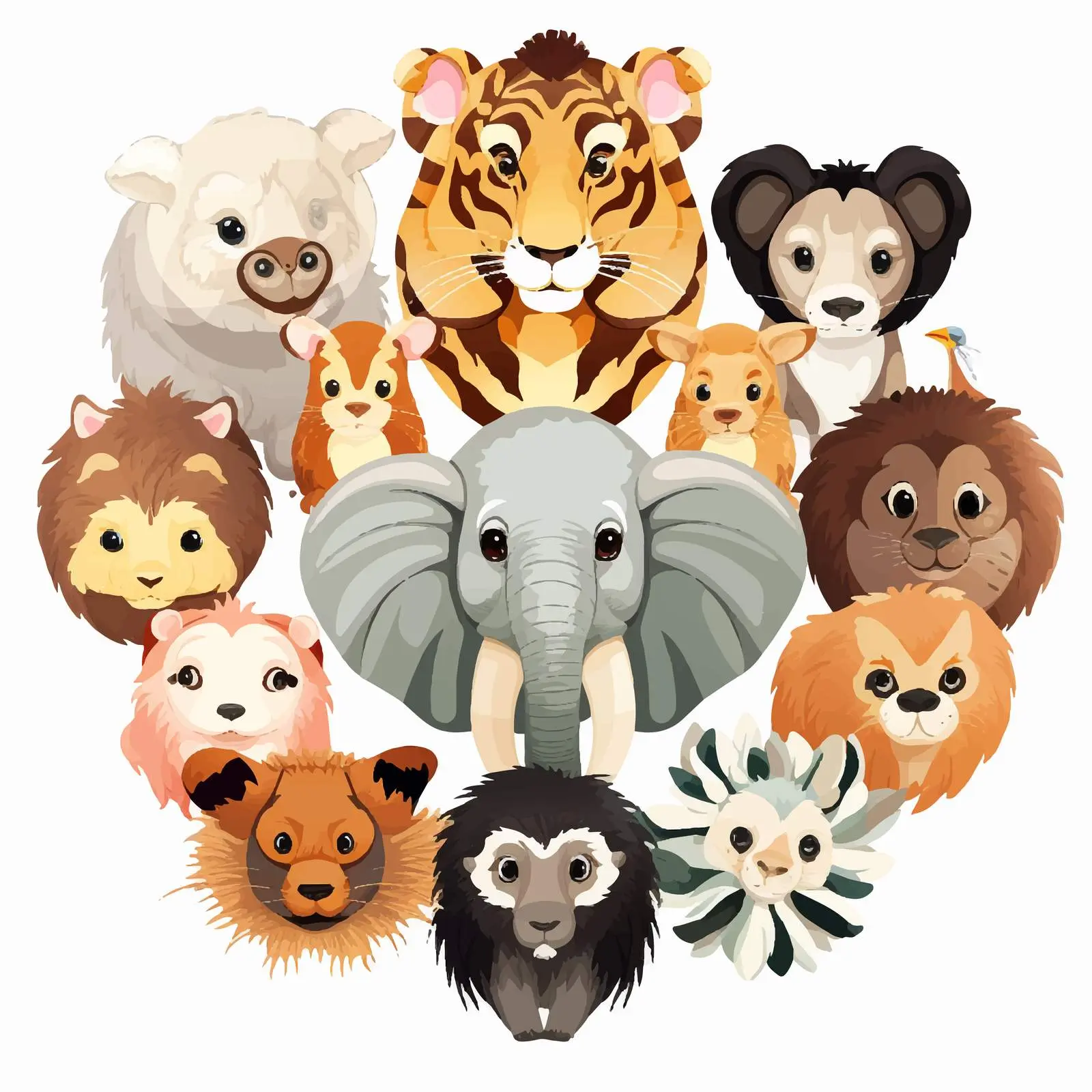 Top View Animals Isolated on White Background — free download from Dotvec