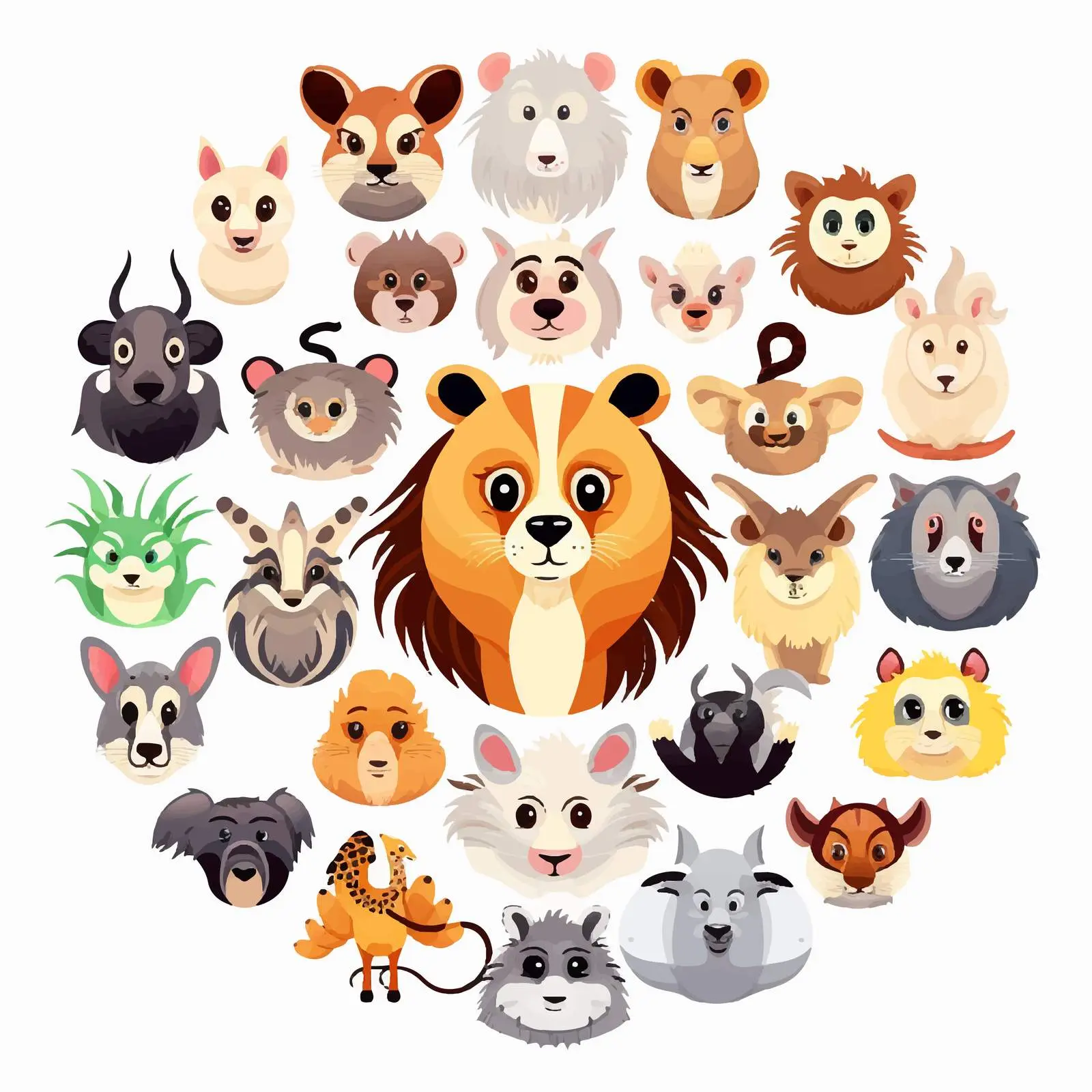 Top View Animals Isolated on White Background Vector — free download from Dotvec