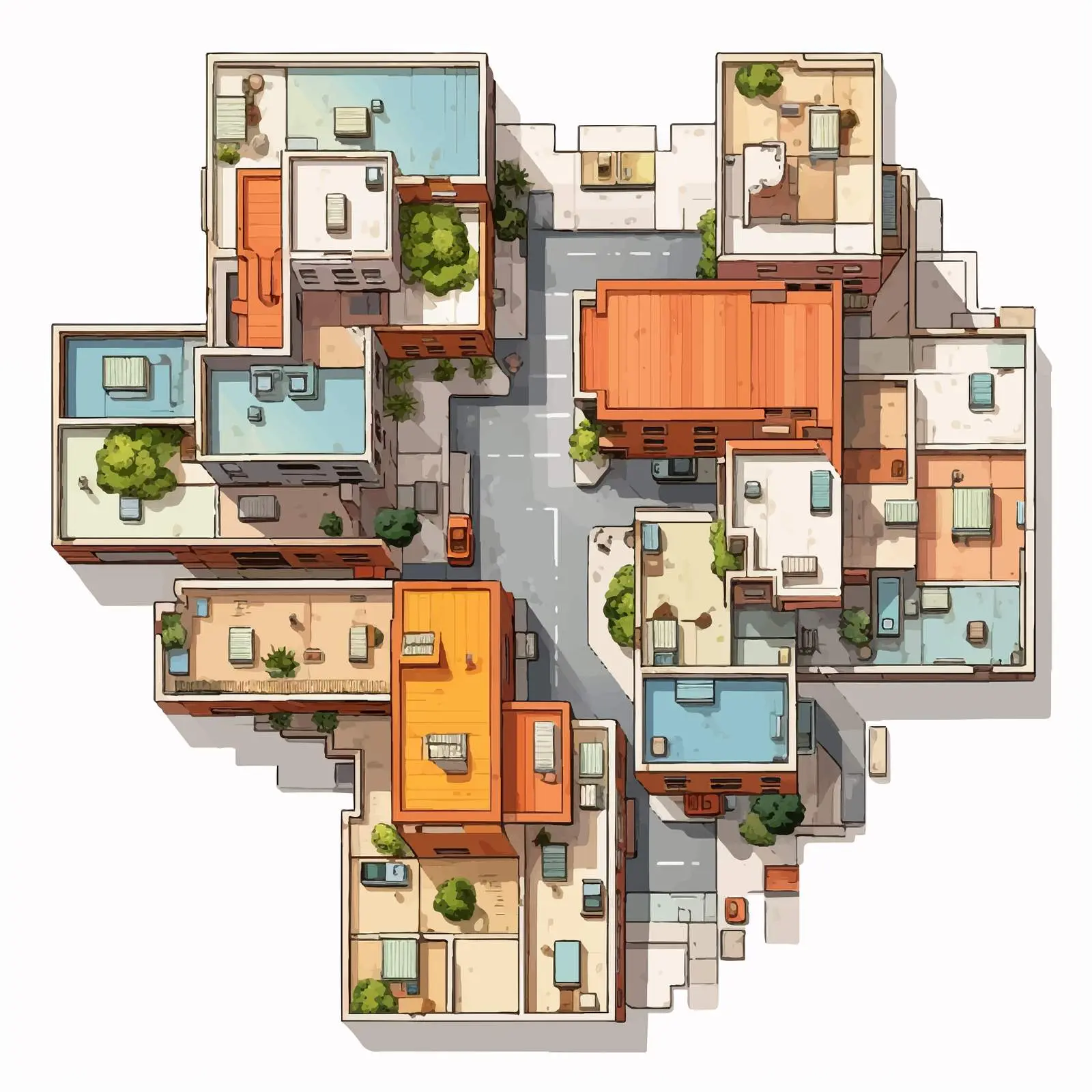 Cartoon Vector on White Background - Top View — free download from Dotvec