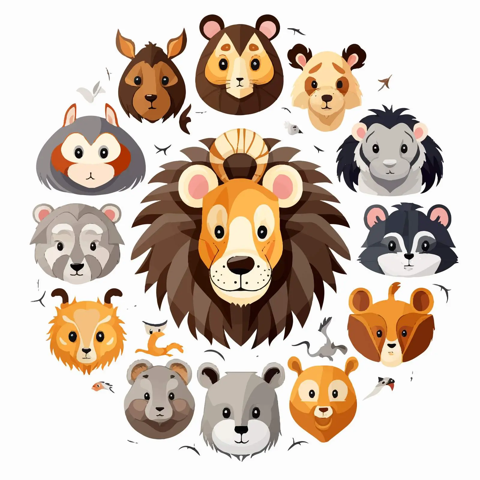 Top View Animals on White Background Vector — free download from Dotvec