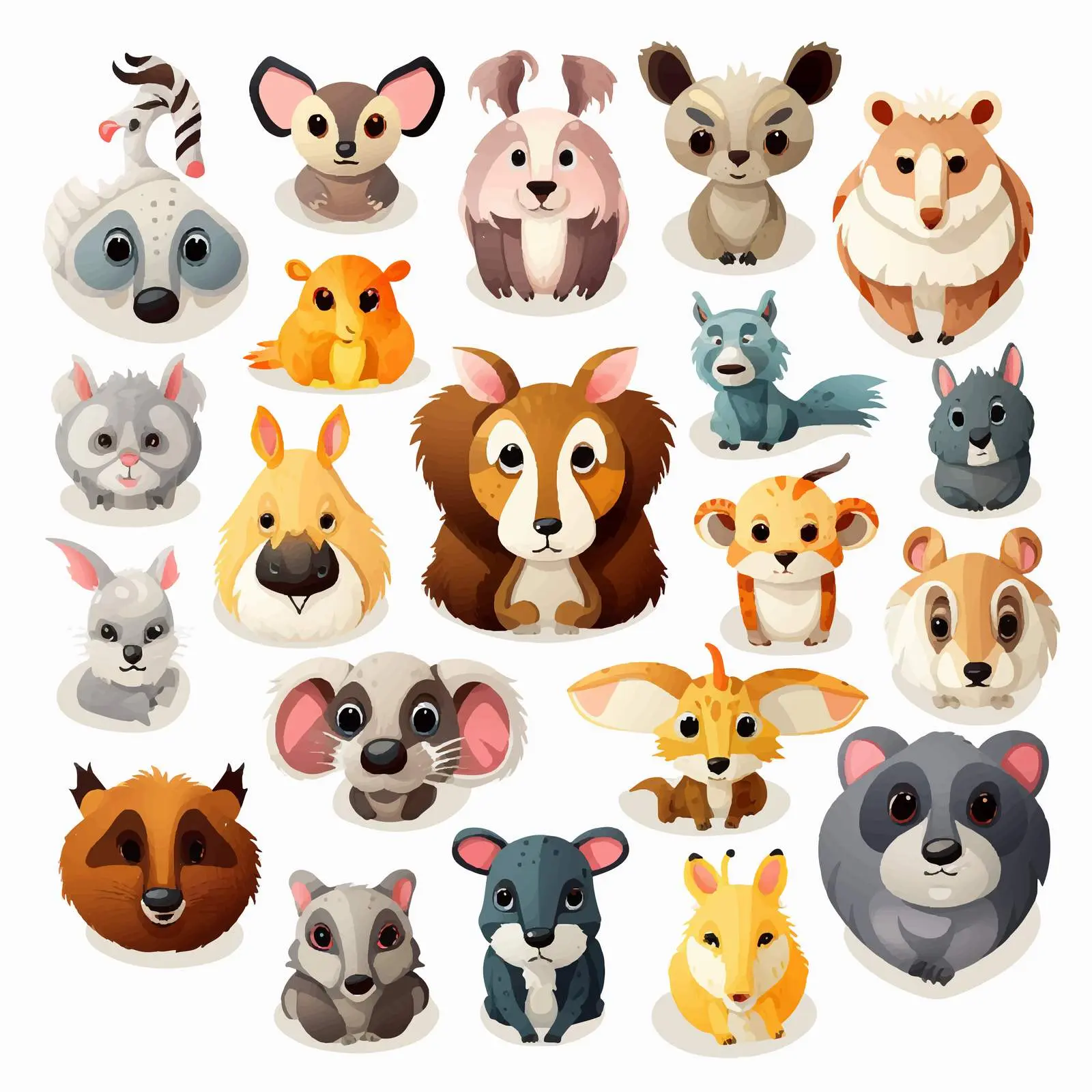 Top View Animals on White Background Vector — free download from Dotvec