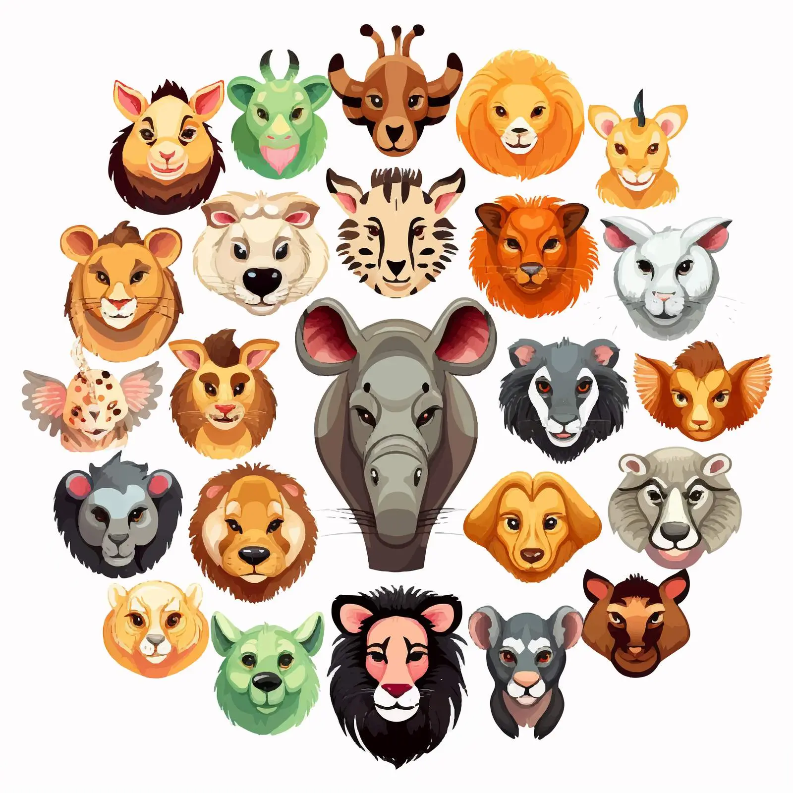 Top View Animals Isolated on White Background – free animal symbols image from Dotvec