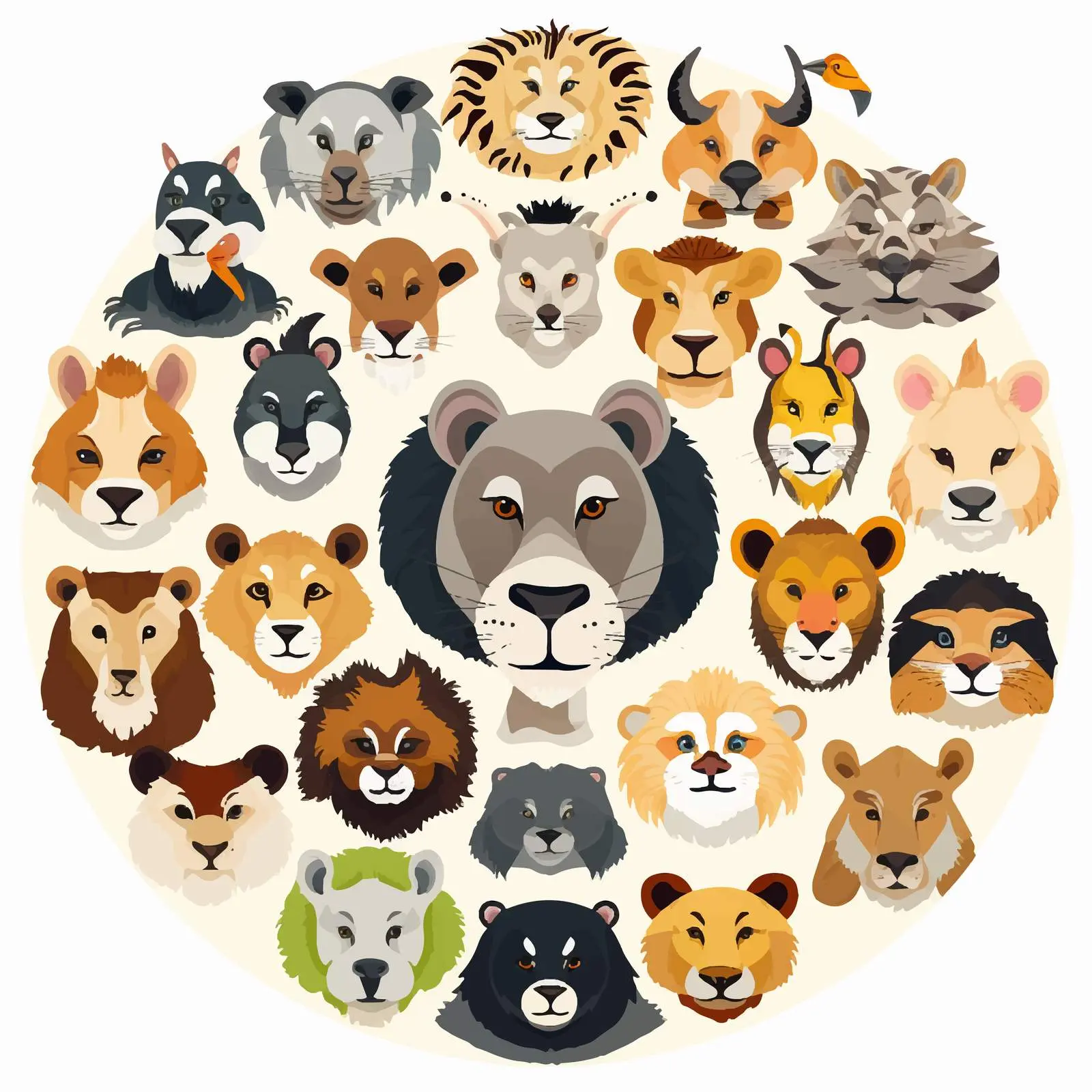 Top View Animals on White Background Vector – free animal symbols image from Dotvec