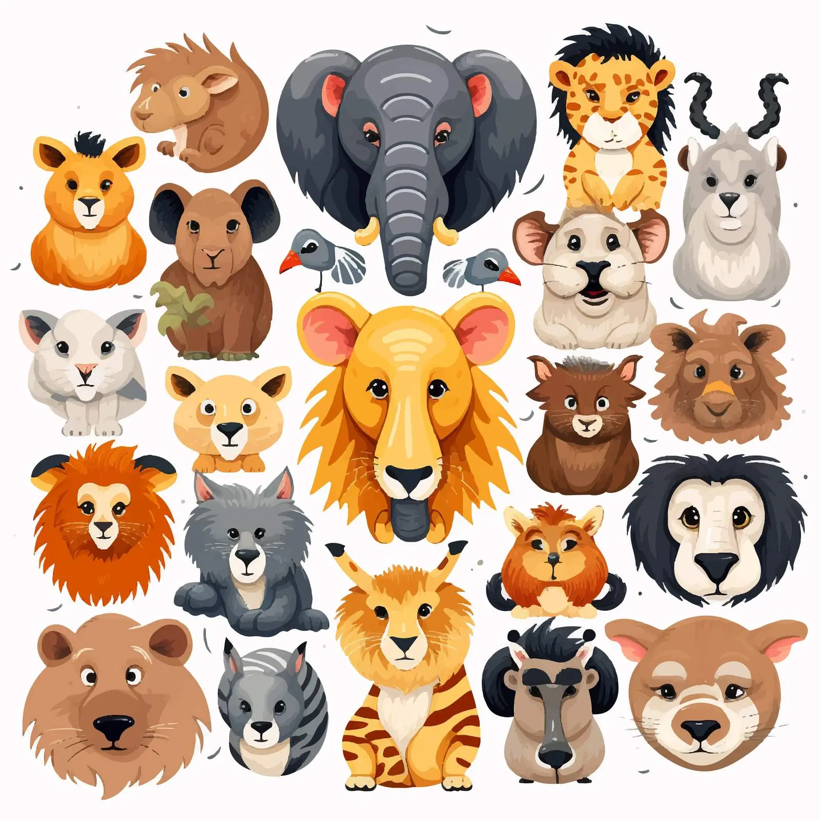 Top View Animals Isolated on White Background Vector — free download from Dotvec