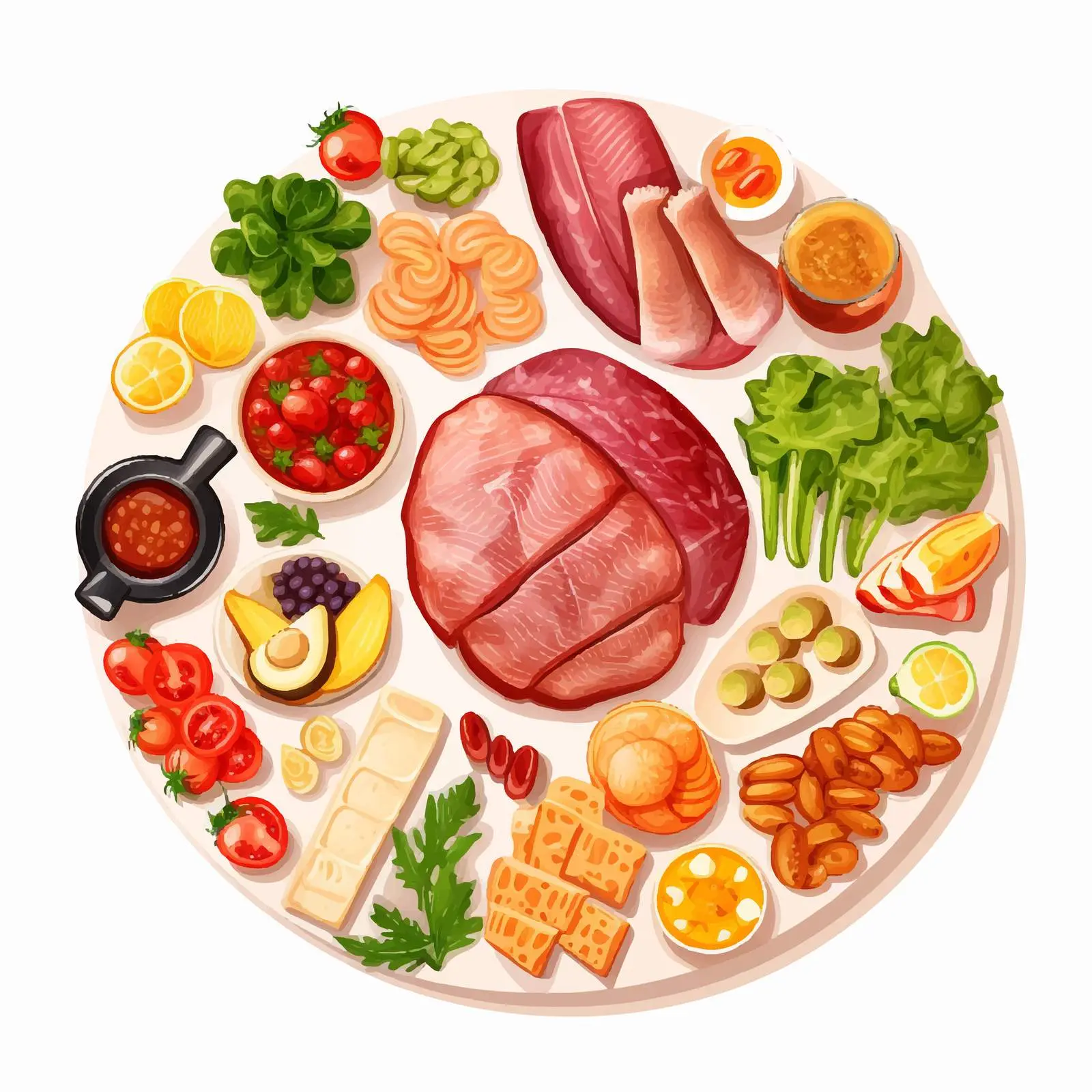 Top View Carto Food Vector on White Background — free download from Dotvec