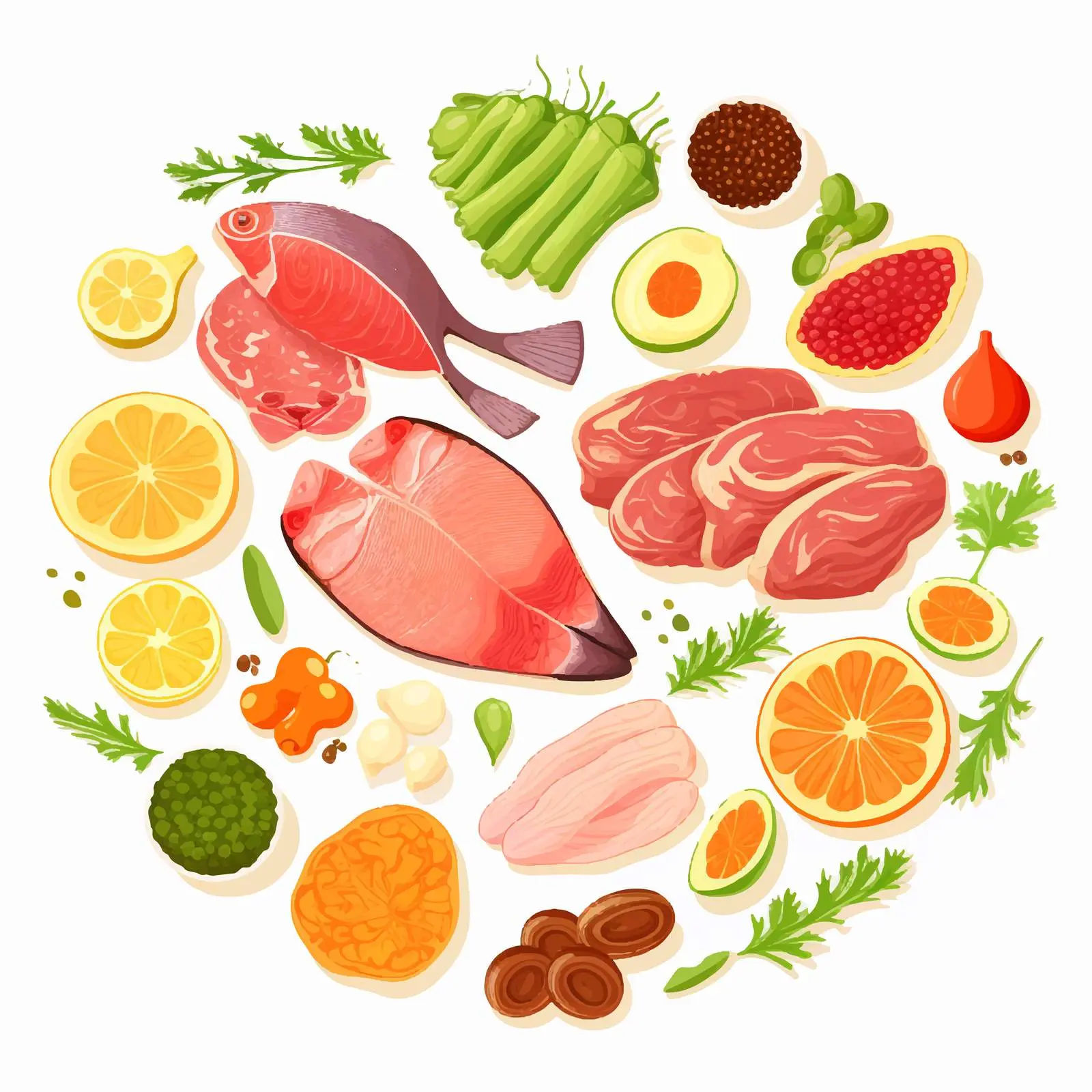 Top View Food Vector Isolated on White Background — free download from Dotvec