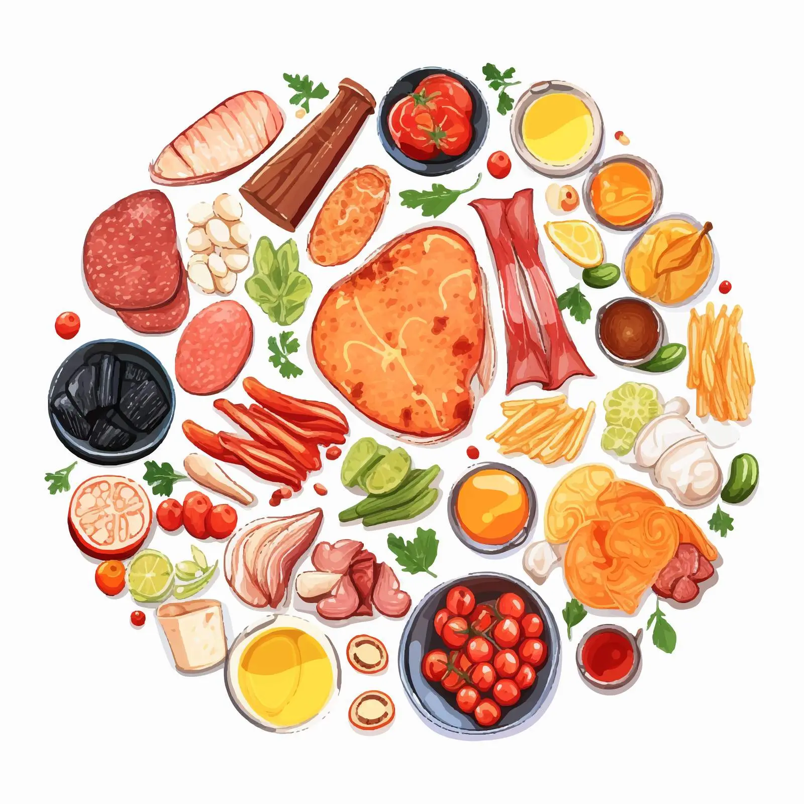 Top View Food Vector Isolated on White Background – free delicious meal image from Dotvec