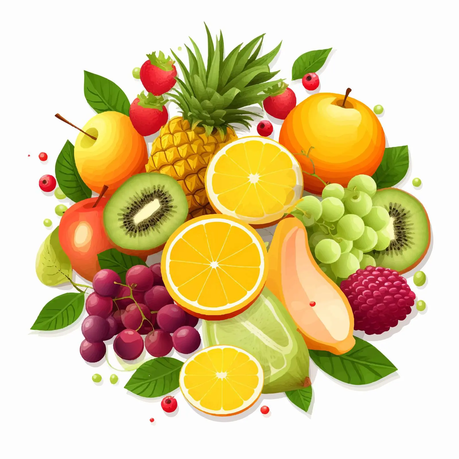 Top View of Fruits on White Background — free download from Dotvec